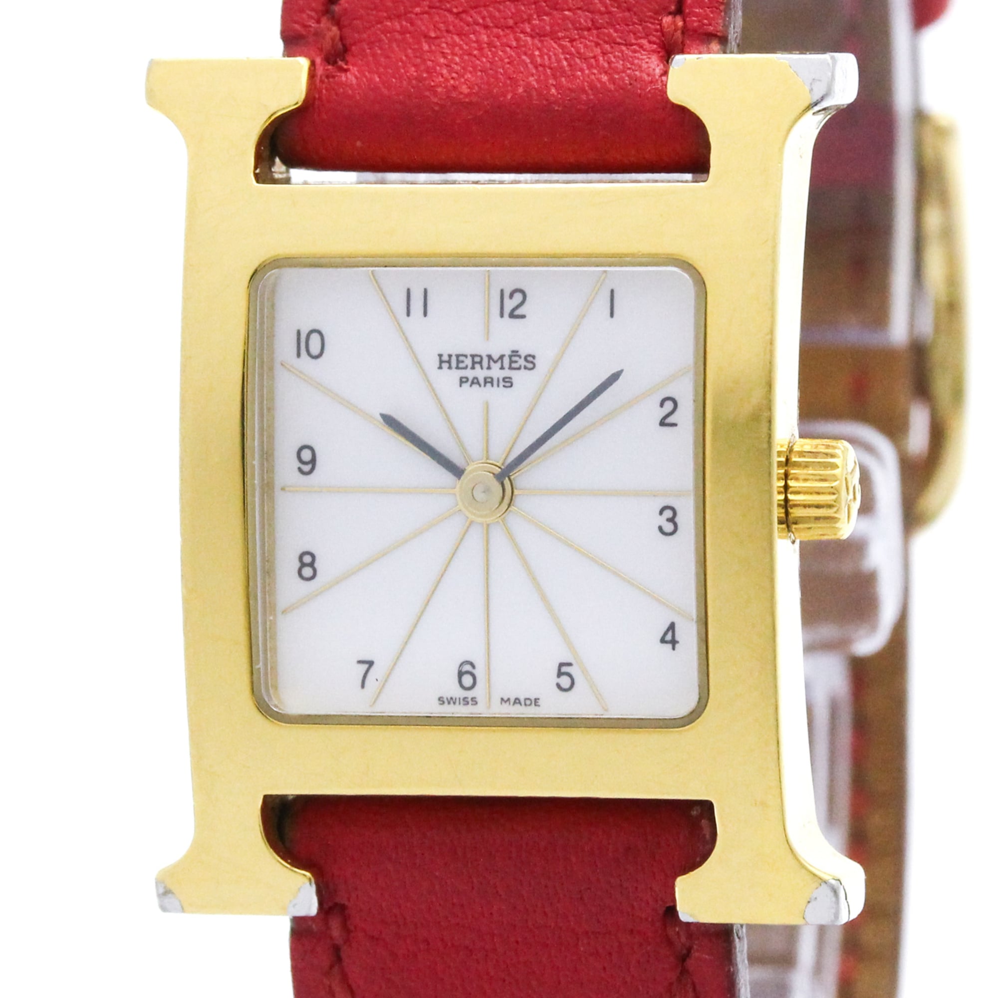 Other - エルメス (HERMES) Hウォッチ ゴールドプレート レザー クォーツ レディース 時計 HH1.201【中古】