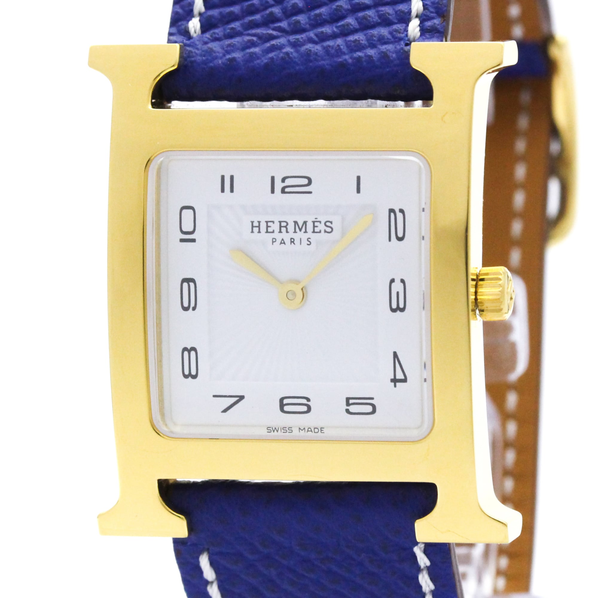 エルメス (HERMES) Hウォッチ ゴールドプレート レザー クォーツ メンズ 時計 HH1.510【中古】