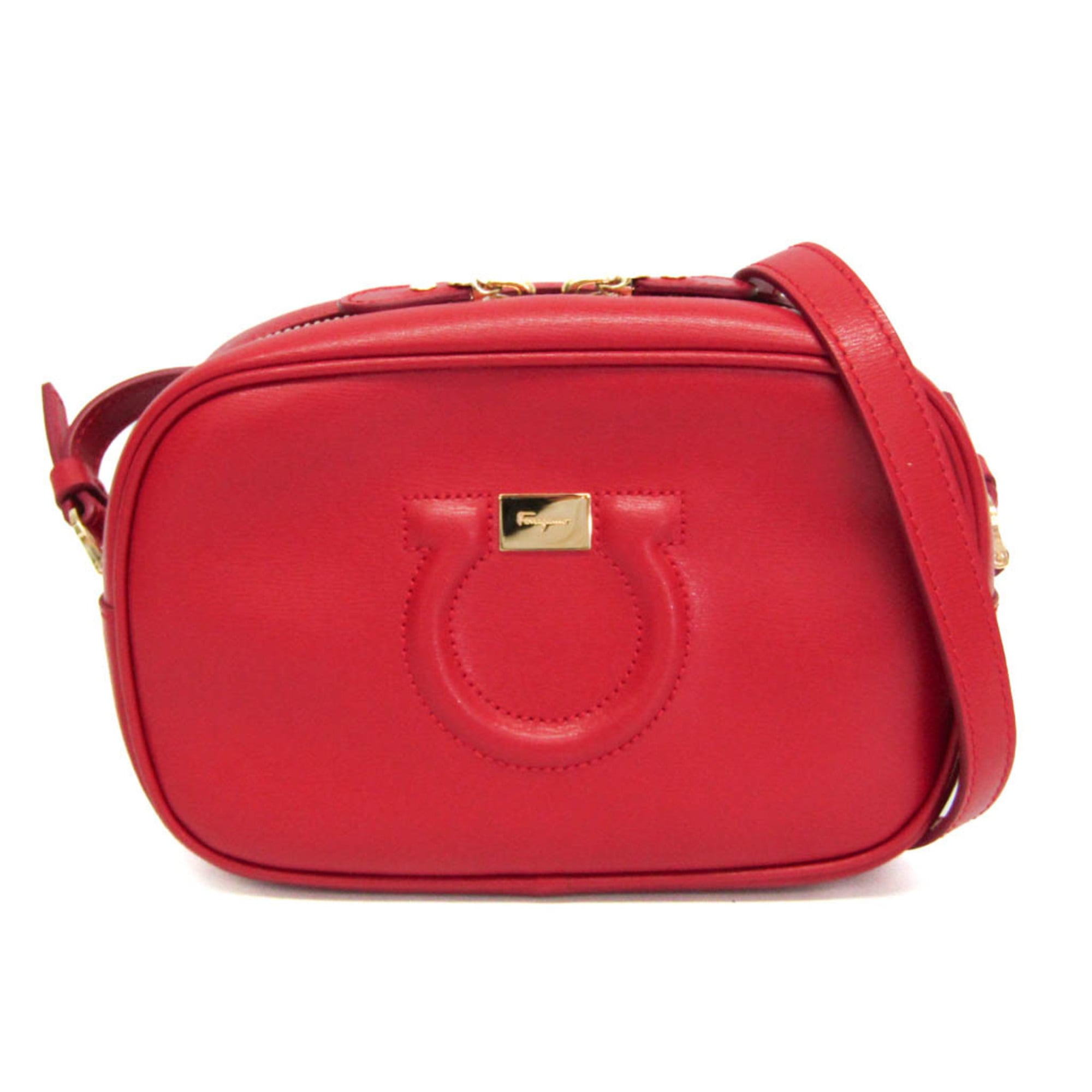 Rakuten - サルヴァトーレ・フェラガモ(Salvatore Ferragamo) ガンチーニ ポシェット AB-21 H006 レディース レザー ショルダーバッグ レッド【中古】