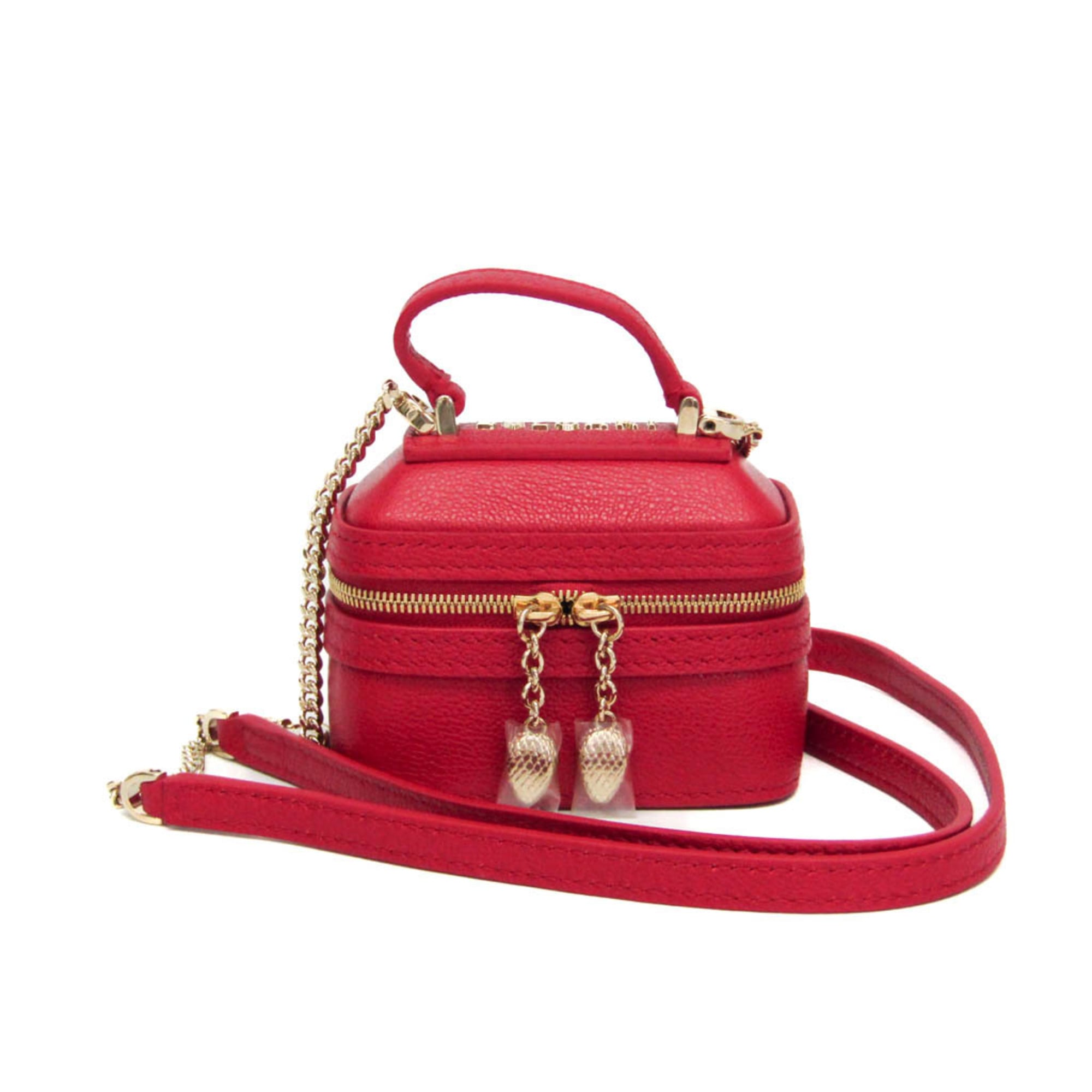 ブルガリ(Bvlgari) セルペンティ ミニジュエリーボックス レディース レザー ポーチ,ショルダーバッグ レッド【中古】