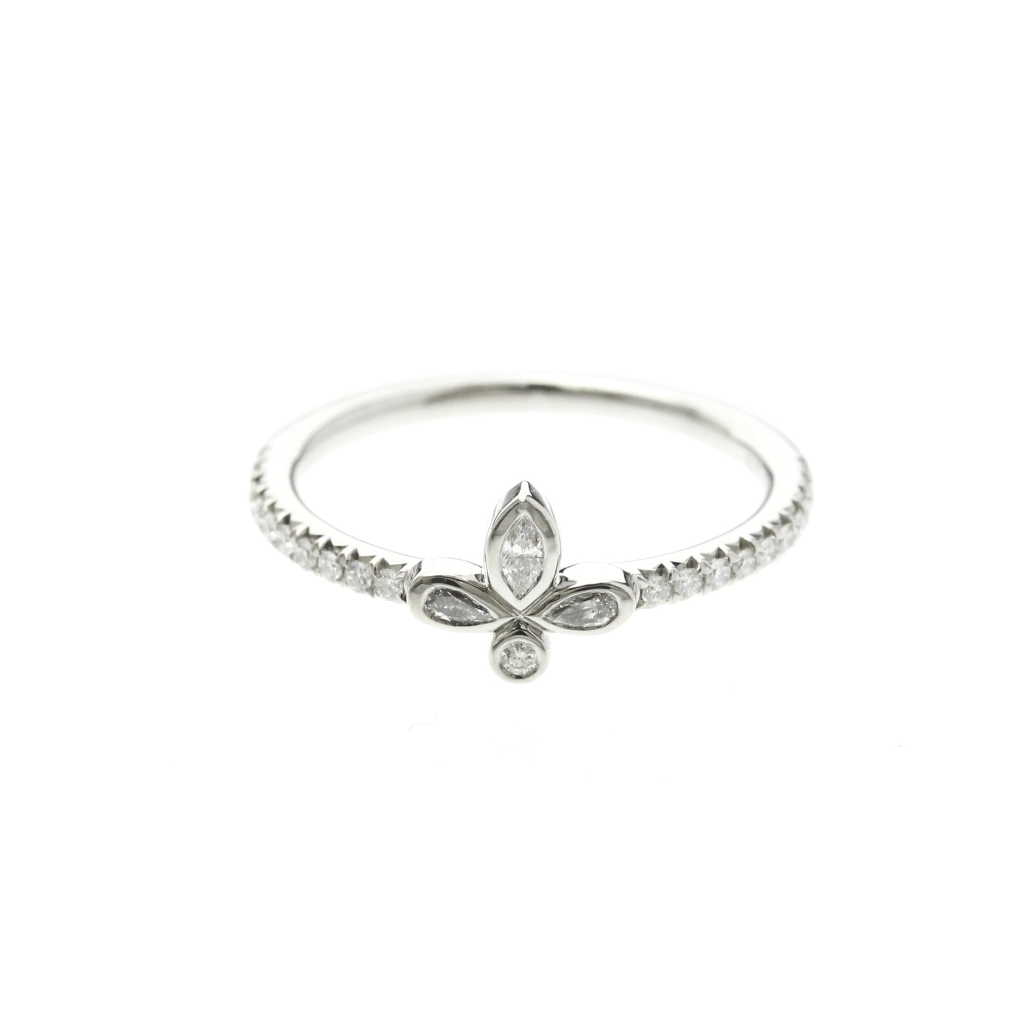 ティファニー(Tiffany) フルール ド リス リング プラチナ ファッション ダイヤモンド リング シルバー【中古】