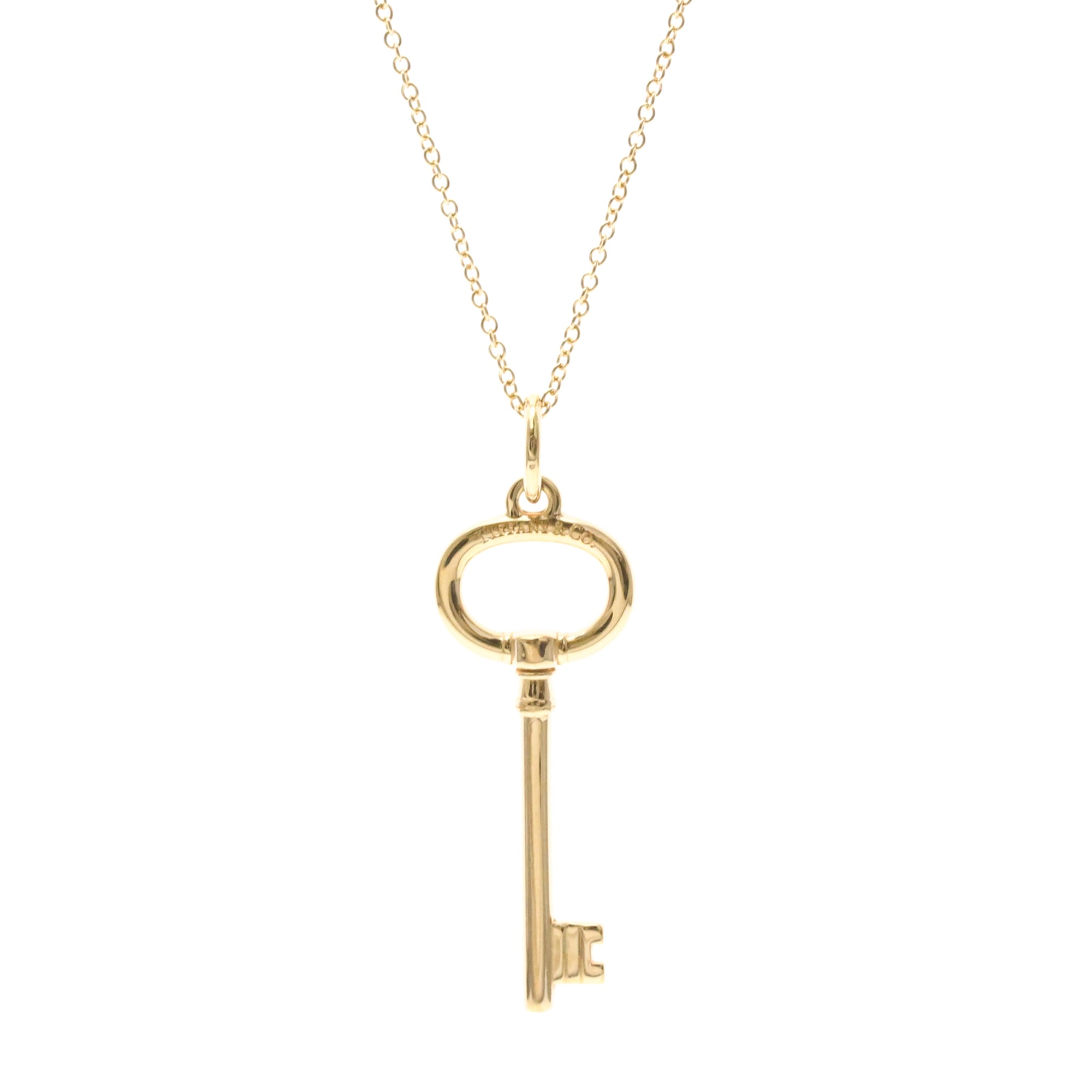 Rakuten - ティファニー(Tiffany) K18ピンクゴールド(K18PG) 無し メンズ,レディース ファッション ネックレス (ピンクゴールド(PG)) オーバルキーネックレス【中古】