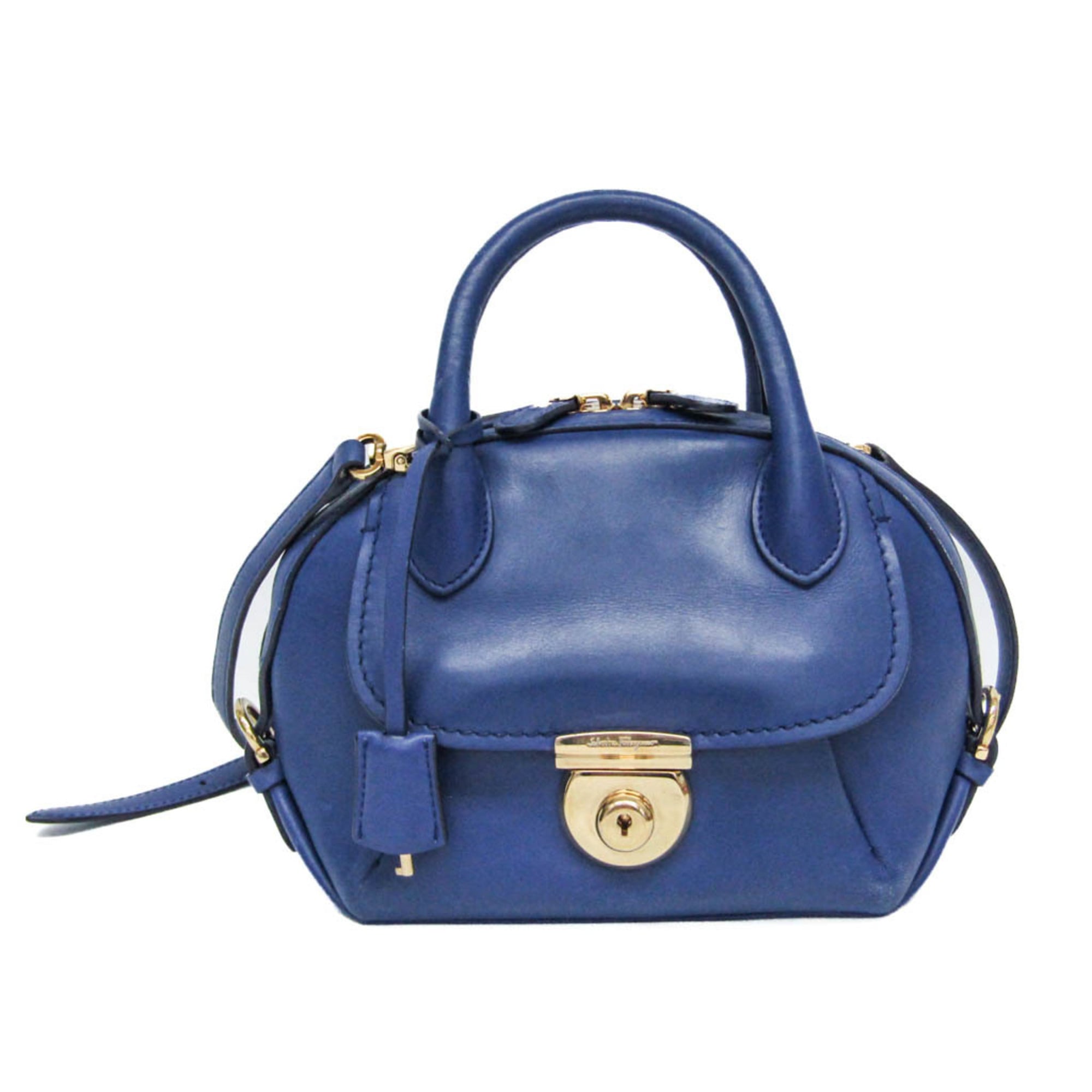 Rakuten - サルヴァトーレ・フェラガモ(Salvatore Ferragamo) フィアンマ FIAMMA GE-21 E881 レディース レザー ハンドバッグ,ショルダーバッグ ブルー【中古】