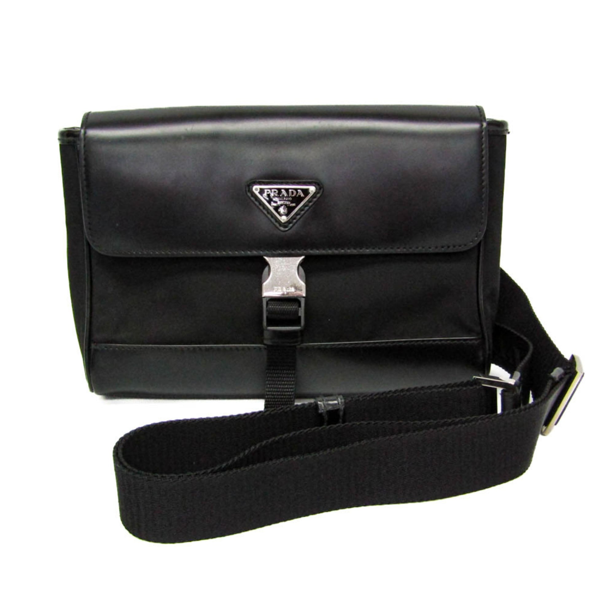 Rakuten - プラダ(Prada) RE-NYLON 2VD044 レディース,メンズ ナイロン,レザー ショルダーバッグ ブラック【中古】