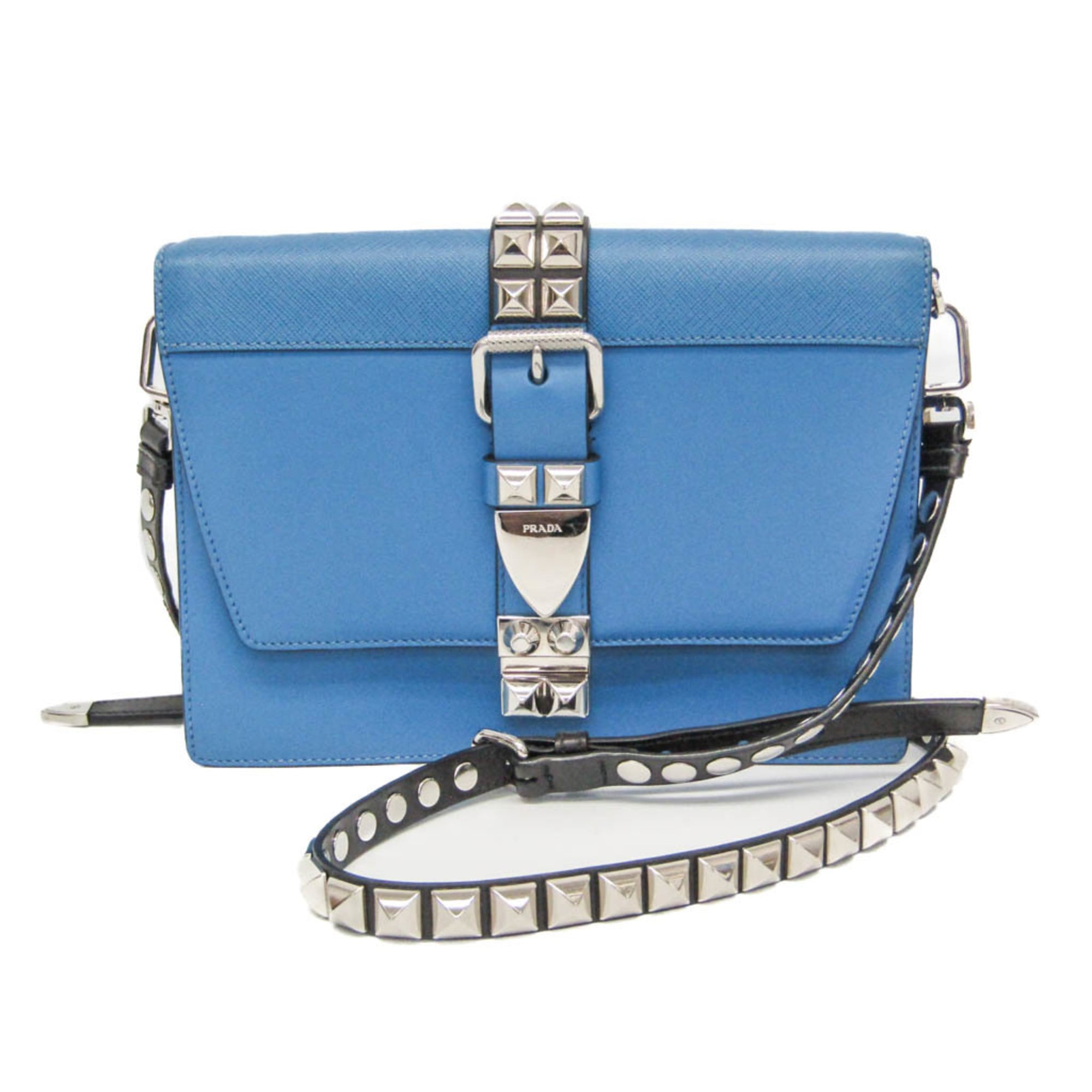 Rakuten - プラダ(Prada) エレクトラスタッズ 1BD120 レディース レザー ショルダーバッグ ブルー【中古】