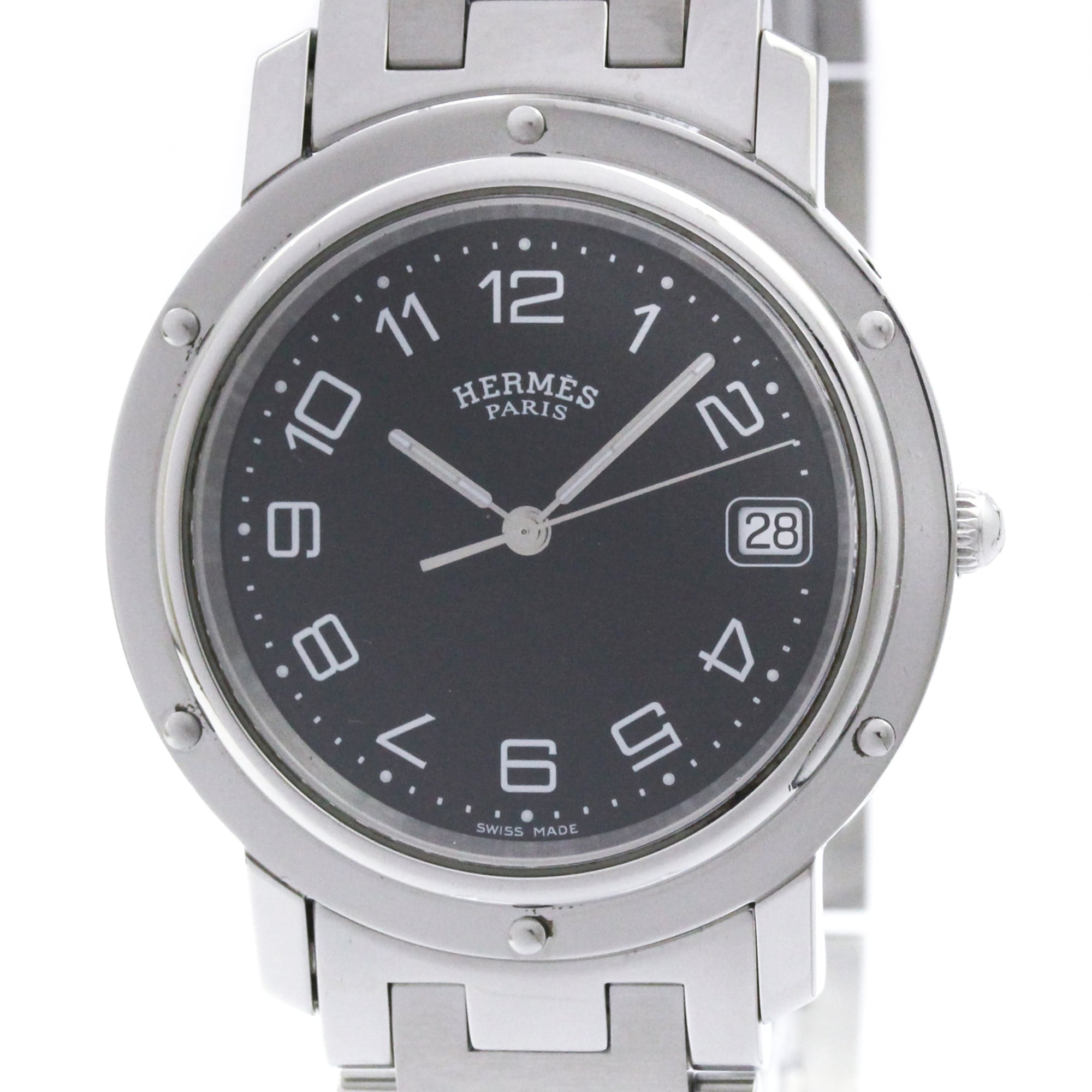エルメス (HERMES) クリッパー ステンレススチール クォーツ メンズ 時計 CL6.710 (外装仕上げ済み)【中古】