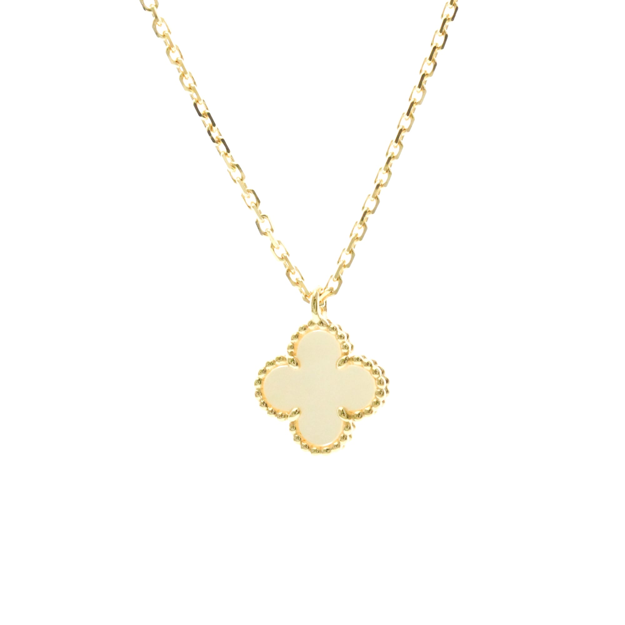 Van Cleef & Arpels Sweet Alhambra 18K Yellow Gold (K18YG) Mother-of-Pearl Men's/Women's Fashion Necklace (Gold) [Pre-owned]