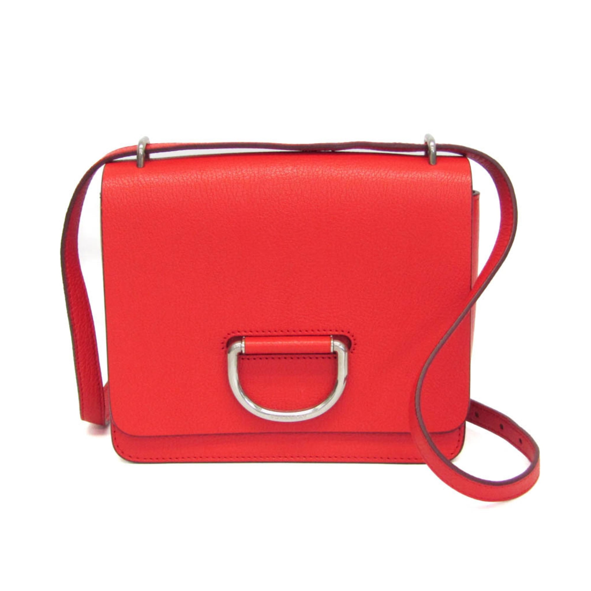 Rakuten - バーバリー(Burberry) Dリング レディース レザー ショルダーバッグ レッド【中古】