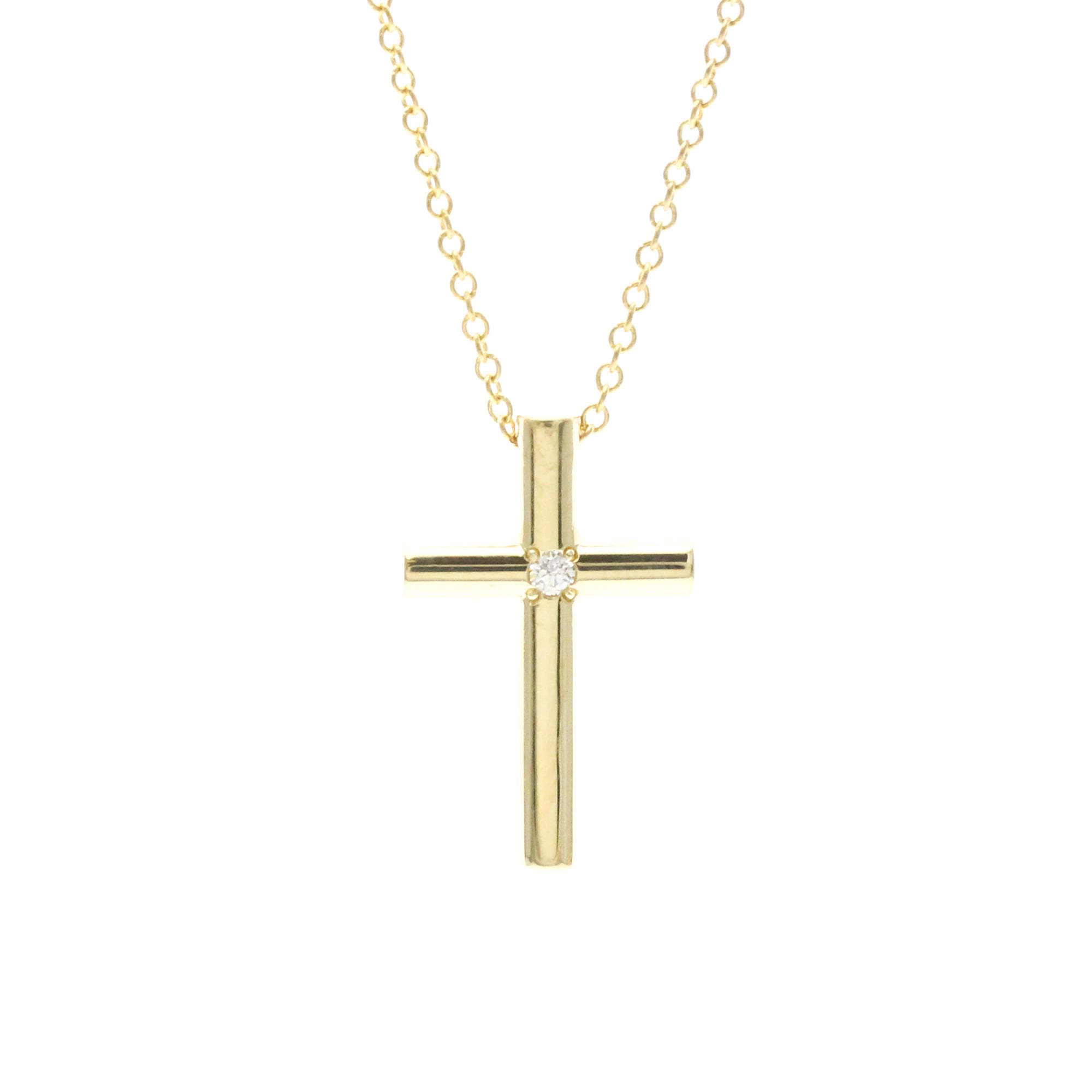 Rakuten - ティファニー (TIFFANY) クロス ネックレス 1PDダイヤモンド ネックレス K18イエローゴールド(K18YG) ダイヤモンド (磨き仕上げ済み)【中古】