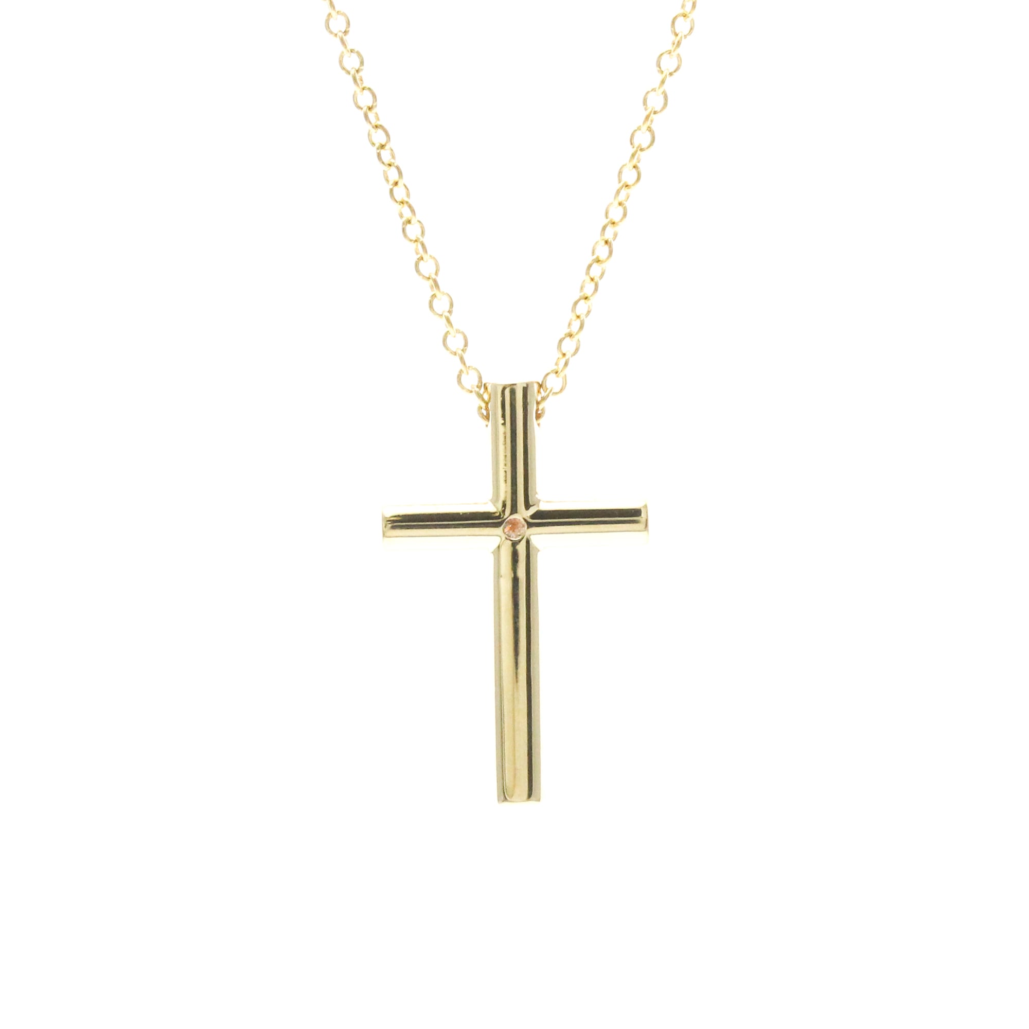 eLadyのティファニー (TIFFANY) クロス ネックレス 1PDダイヤモンド ネックレス K18イエローゴールド(K18YG) ダイヤモンド (磨き仕上げ済み)【中古】｜アングル2