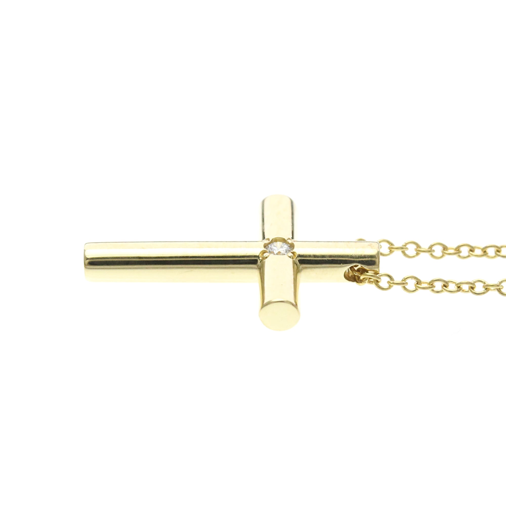 eLadyのティファニー (TIFFANY) クロス ネックレス 1PDダイヤモンド ネックレス K18イエローゴールド(K18YG) ダイヤモンド (磨き仕上げ済み)【中古】｜アングル3