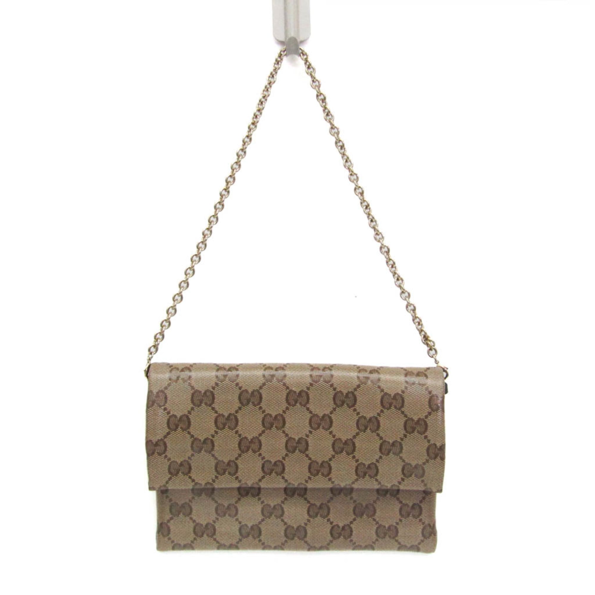 Rakuten - グッチ(Gucci) GGクリスタル 203351 レディース GGクリスタル チェーン/ショルダーウォレット ベージュ【中古】
