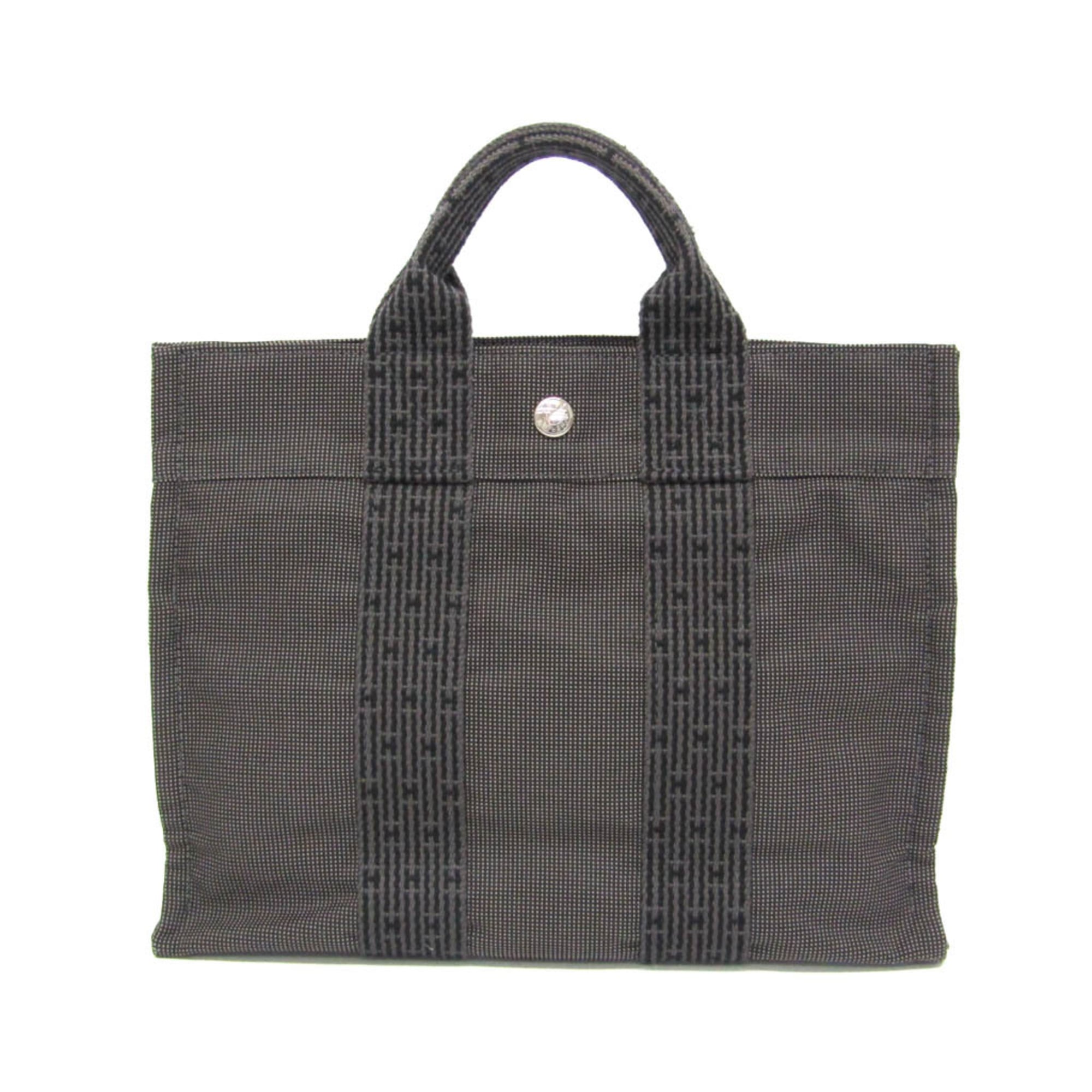 エルメス(Hermes) エール・ライン PM レディース,メンズ ポリアミド,ポリエステル トートバッグ ブラック,グレー【中古】