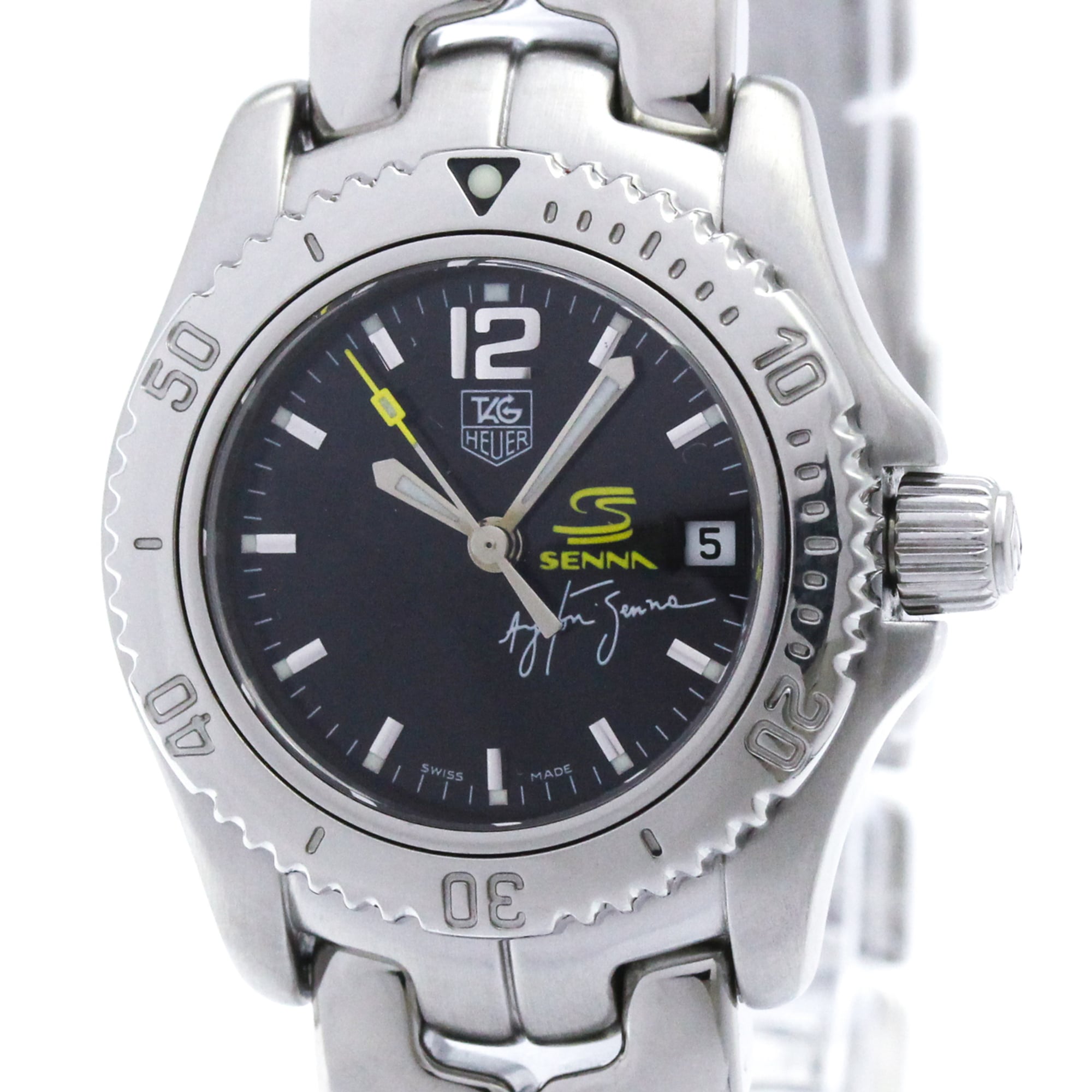 タグホイヤー (TAG HEUER) リンク アイルトン・セナ 限定 ステンレススチール クォーツ メンズ 時計 WT141N (外装仕上げ済み)【中古】