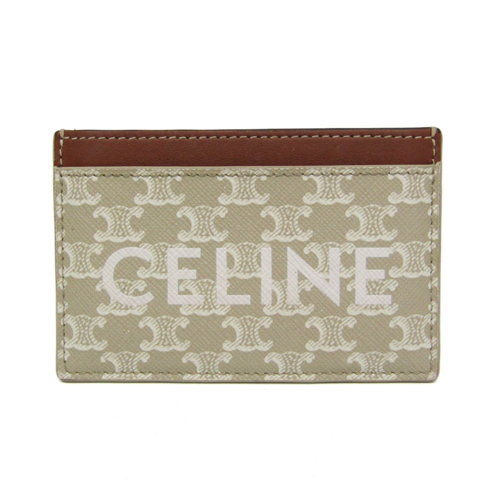 Rakuten - セリーヌ(Celine) トリオンフ 10B702CLY PVC レザー カードケース ブラウン,ライトベージュ【中古】