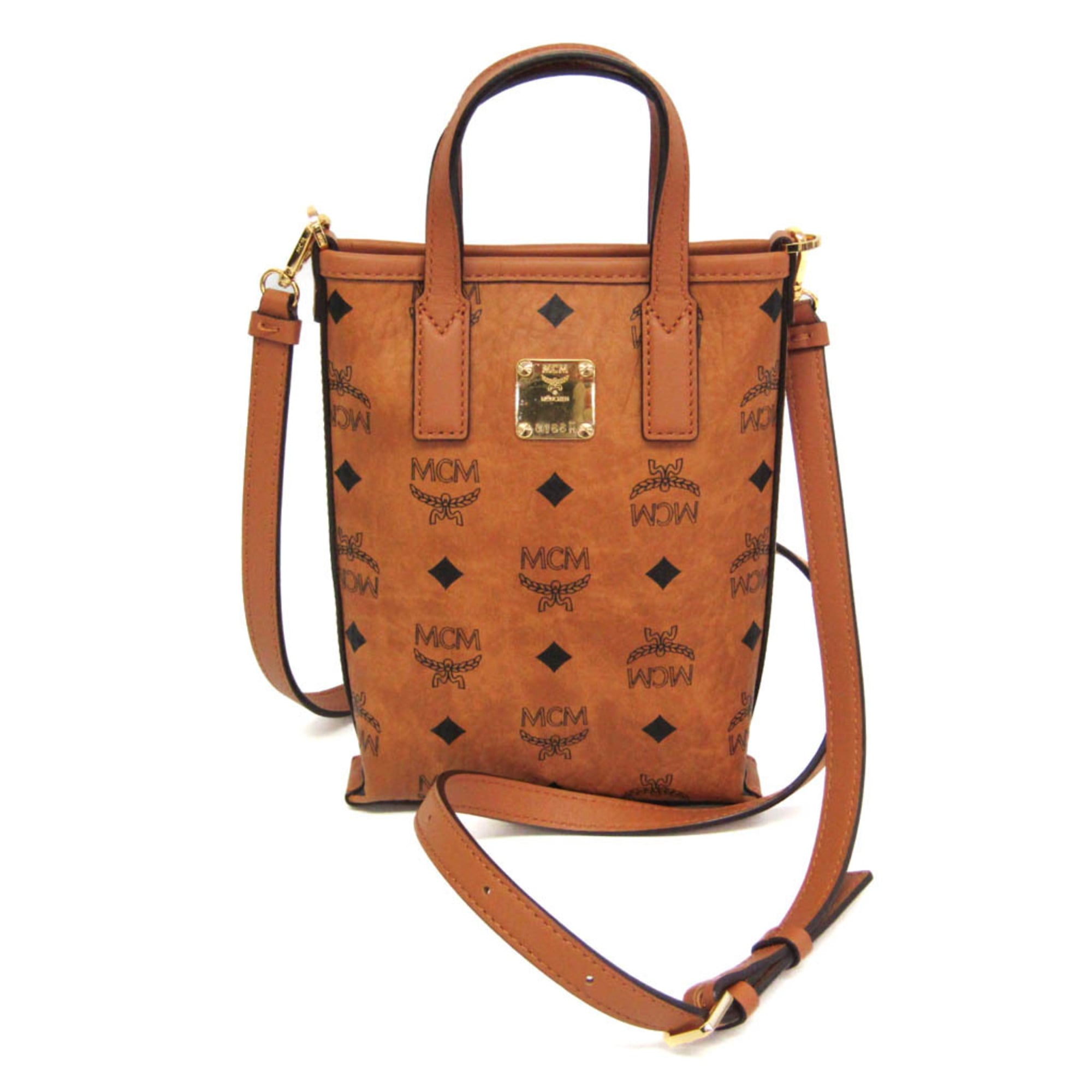 Rakuten - MCM コニャック・ヴィセトス Aren MWRAASE03 レディース レザー,コーティングキャンバス ハンドバッグ,ショルダーバッグ ライトブラウン【中古】