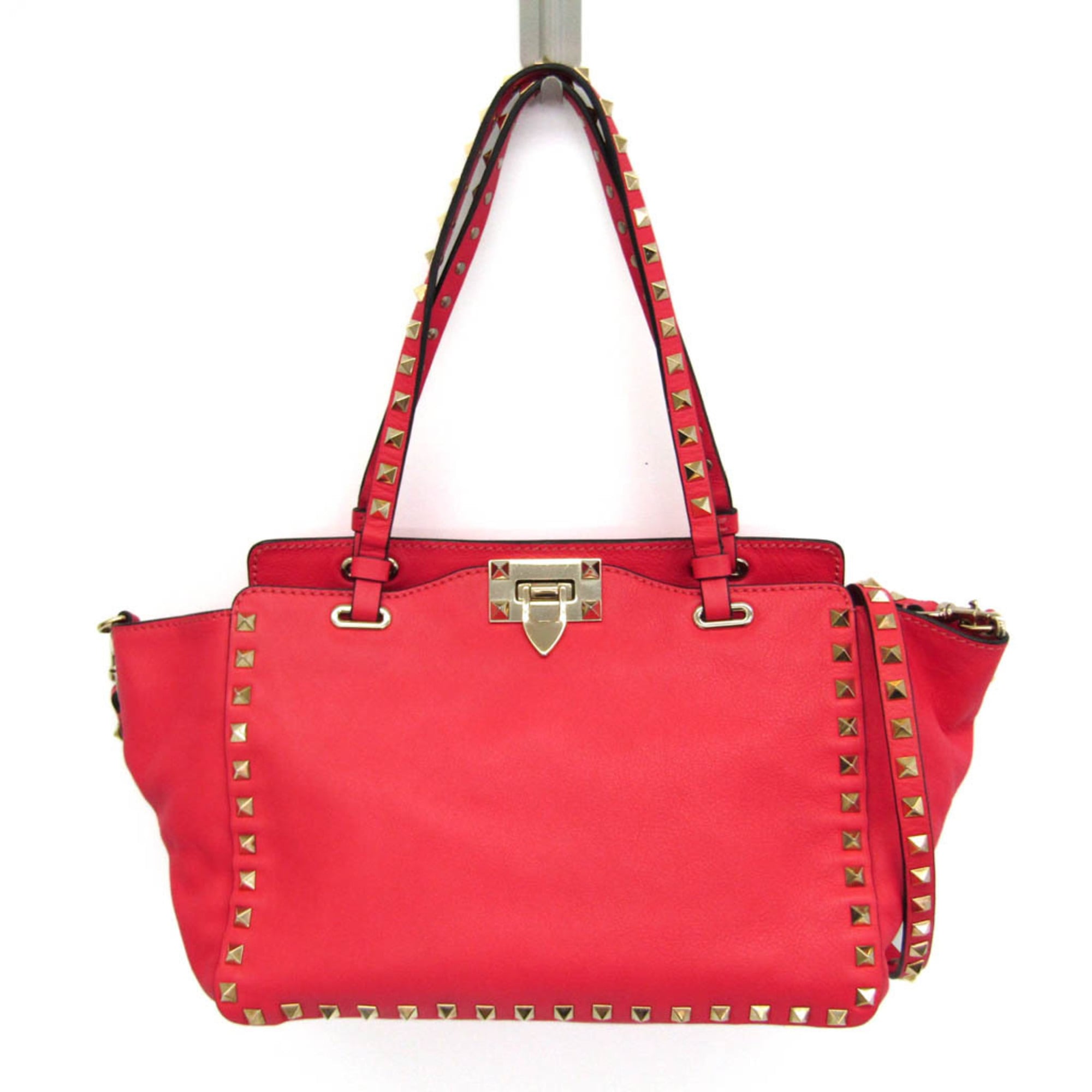 Rakuten - ヴァレンティノ・ガラヴァーニ(Valentino Garavani) ロックスタッズ レディース レザー ハンドバッグ,ショルダーバッグ ピンク【中古】