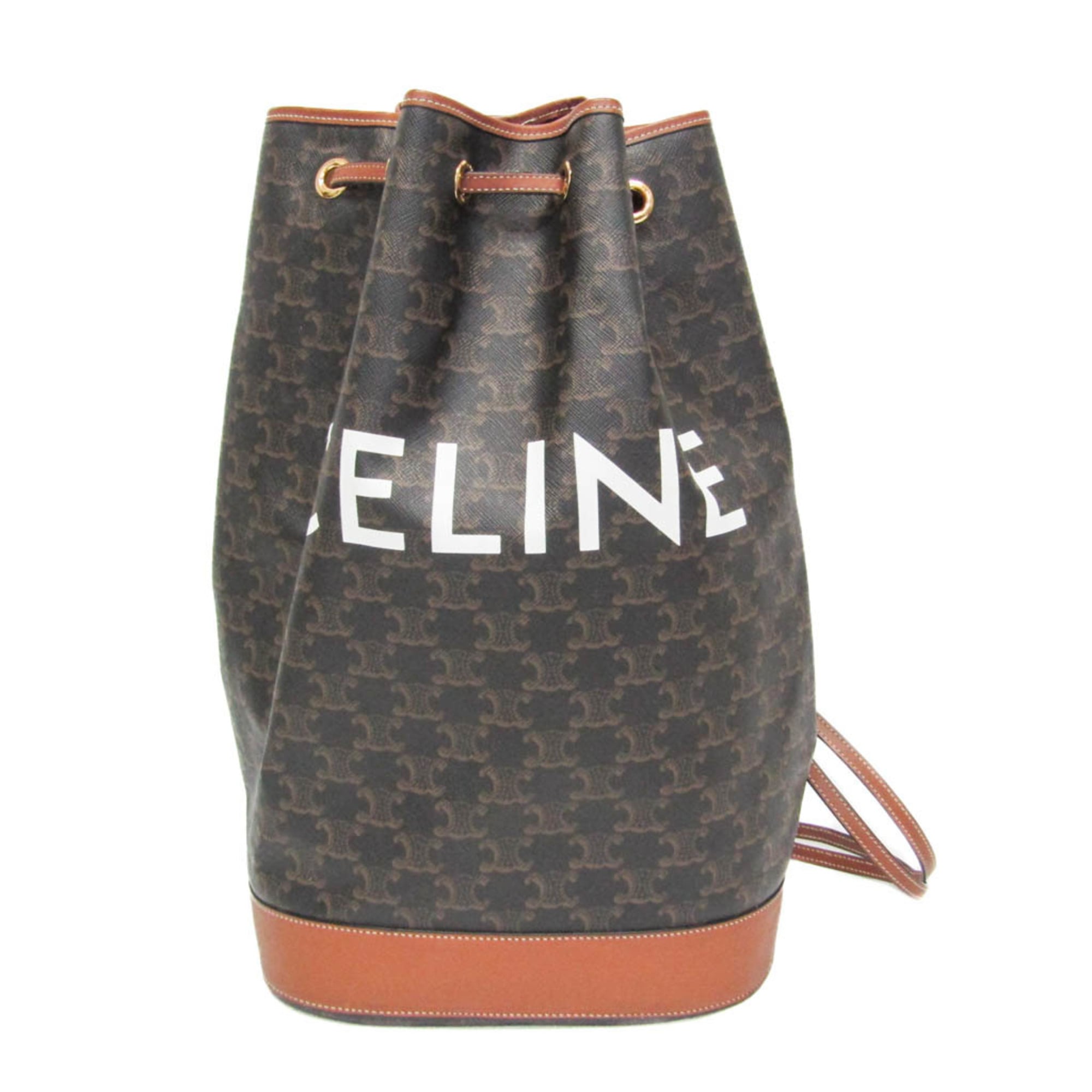Rakuten - セリーヌ(Celine) トリオンフ ミディアム セーラーバッグ レディース,メンズ PVC,レザー ショルダーバッグ ブラウン,ダークブラウン【中古】
