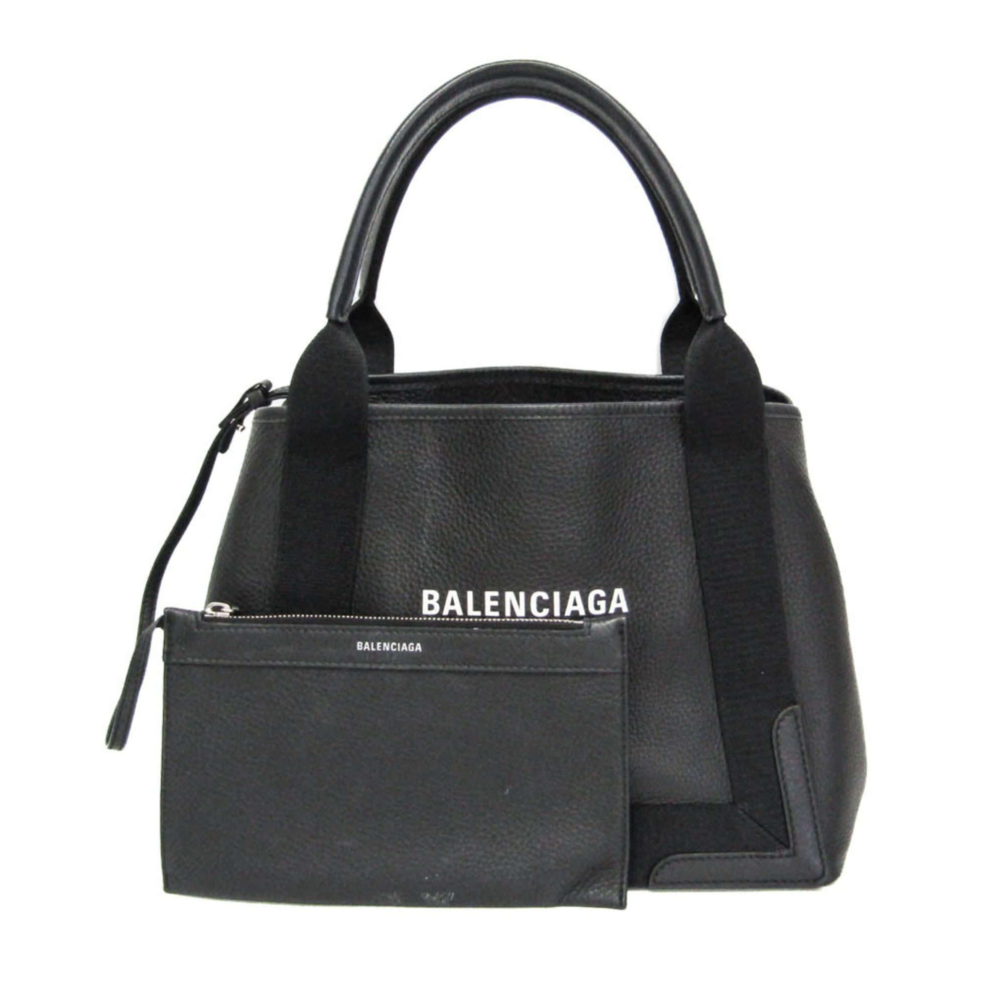 Rakuten - バレンシアガ(Balenciaga) ネイビーカバスS 339933 レディース,メンズ レザー トートバッグ ブラック【中古】