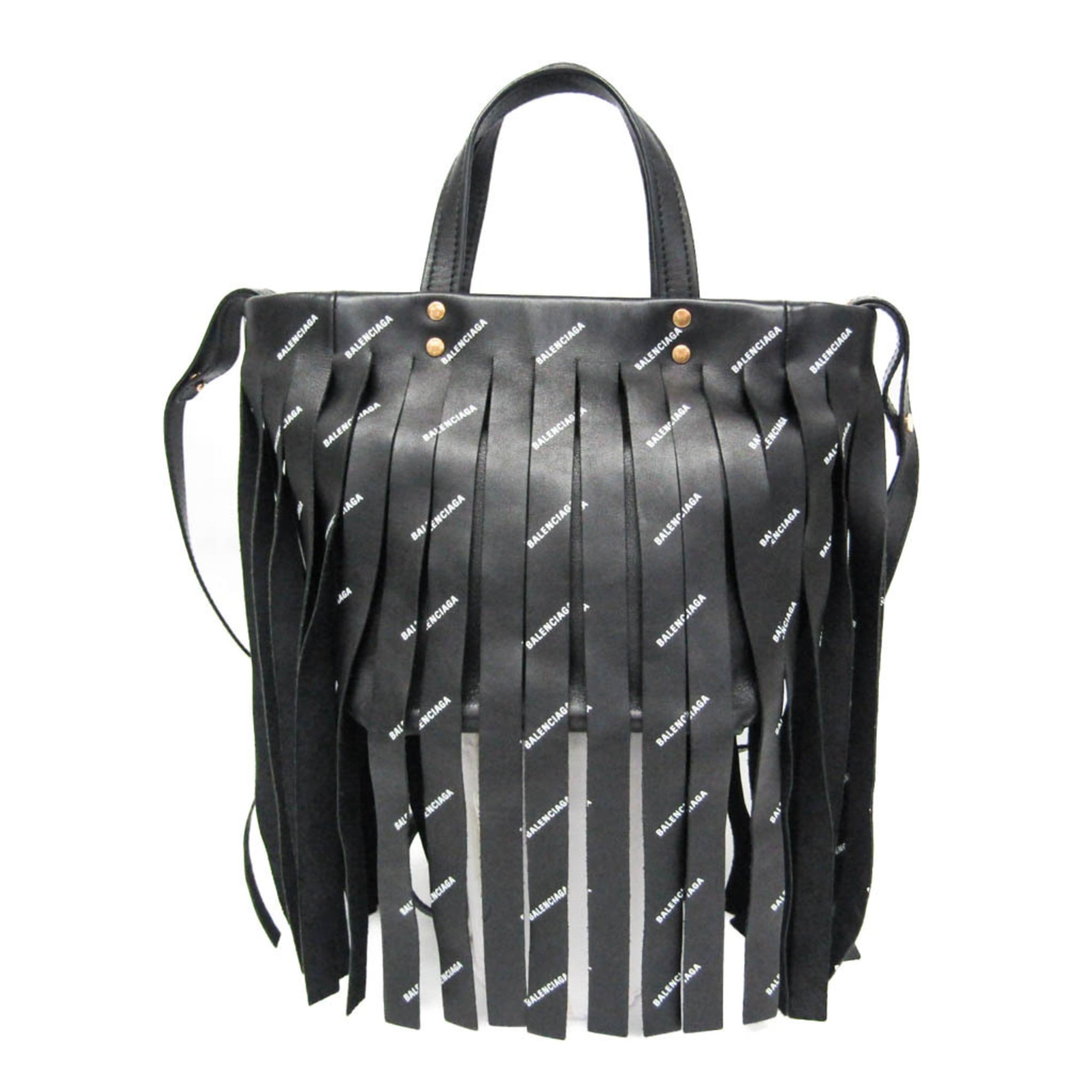 Rakuten - バレンシアガ(Balenciaga) ランドリーカバ XS フリンジ 517842 レディース レザー ハンドバッグ,ショルダーバッグ ブラック【中古】