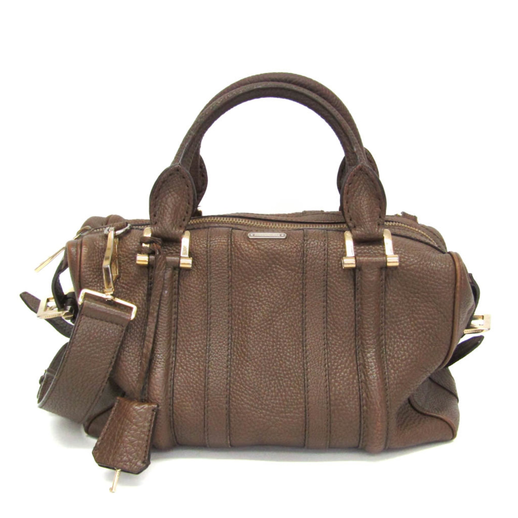 バーバリー(Burberry) スモールボストンバッグ レディース,メンズ レザー ハンドバッグ,ショルダーバッグ ブラウン【中古】