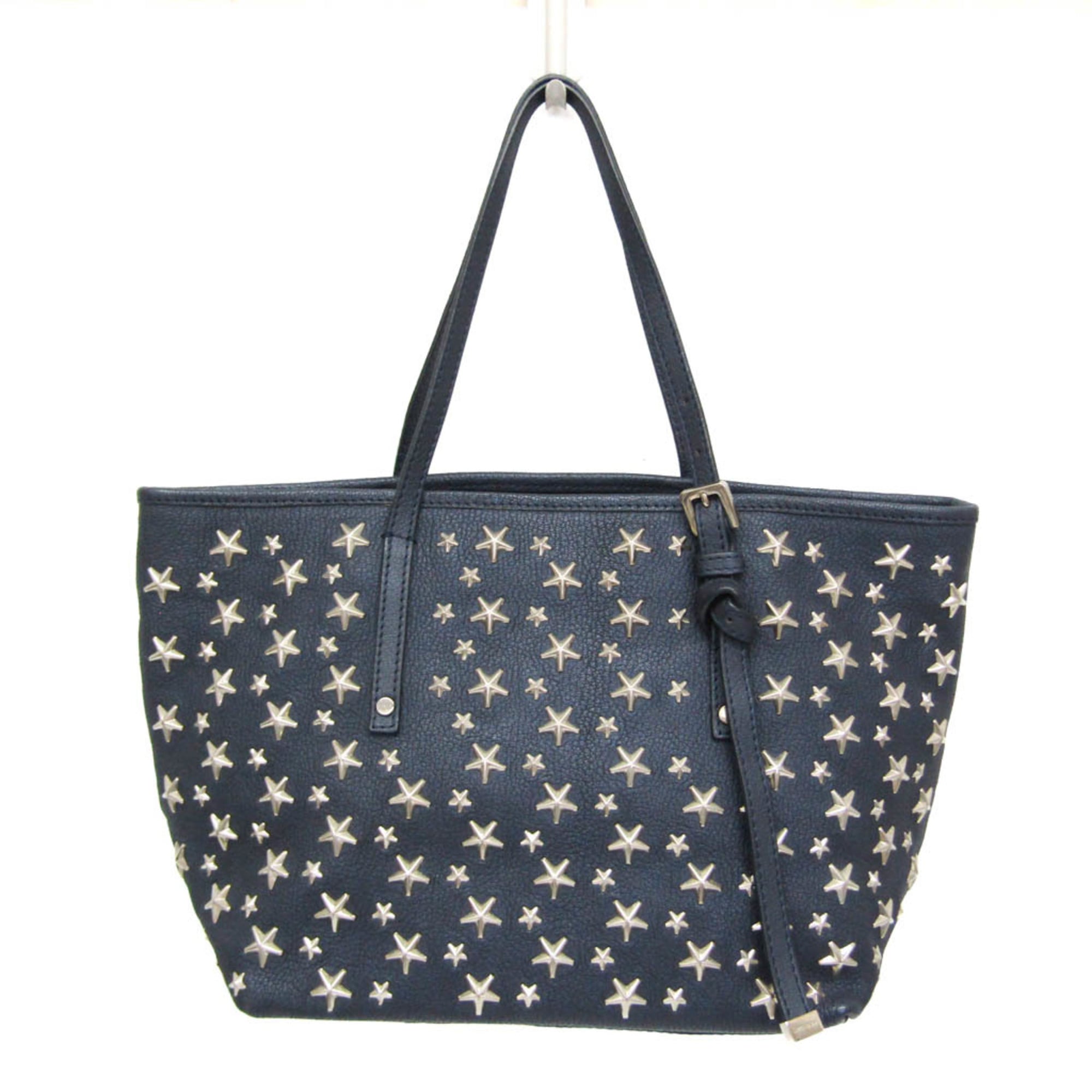 Rakuten - ジミーチュウ(Jimmy Choo) サシャ S スター スタッズ レディース レザー トートバッグ ネイビー【中古】