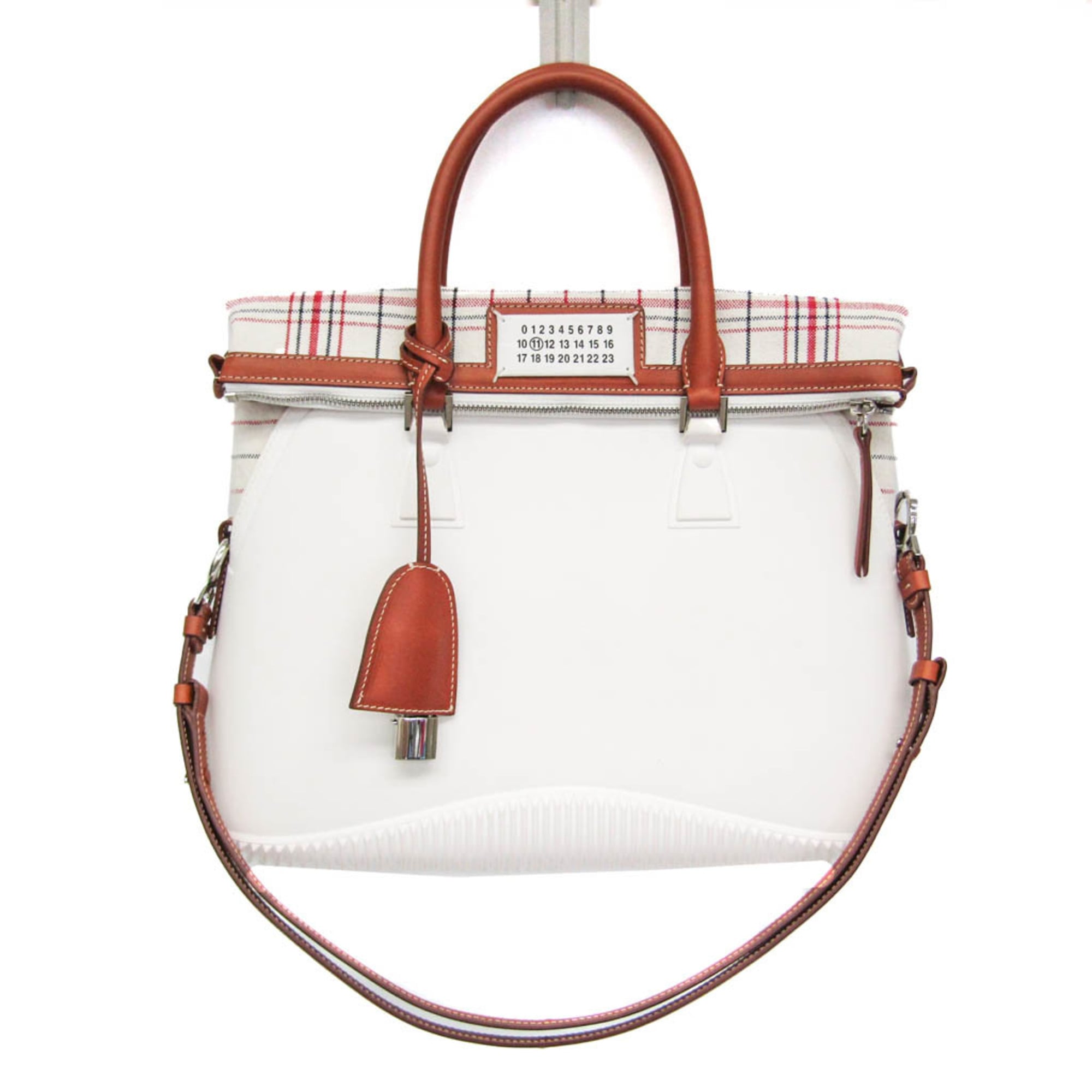 Rakuten - メゾン マルジェラ(Maison Margiela) 5AC バッグ ミディアム S61WG0107 メンズ,レディース ラバー,キャンバス ハンドバッグ,ショルダーバッグ ブラウン,ホワイト【中古】