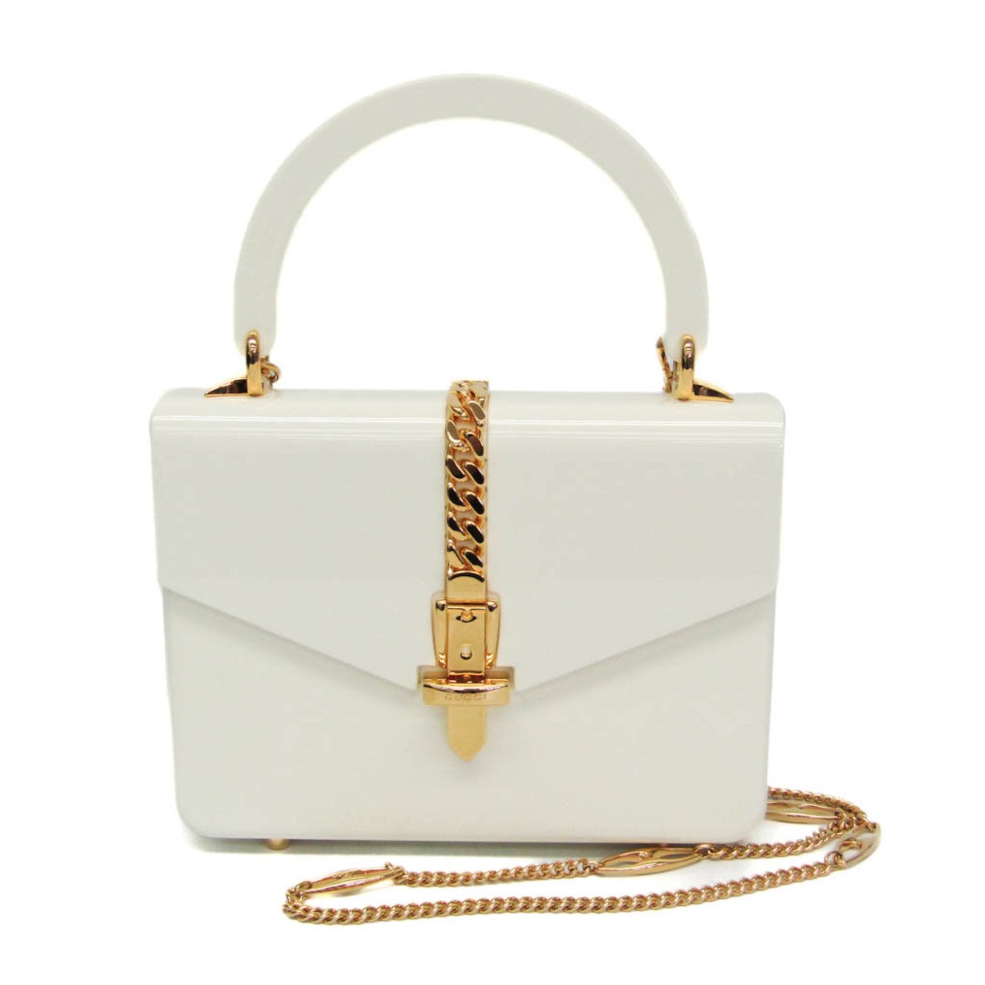 Rakuten - グッチ(Gucci) シルヴィ 1969 アクリル ミニ 589482 レディース アクリル ハンドバッグ,ショルダーバッグ ホワイト【中古】
