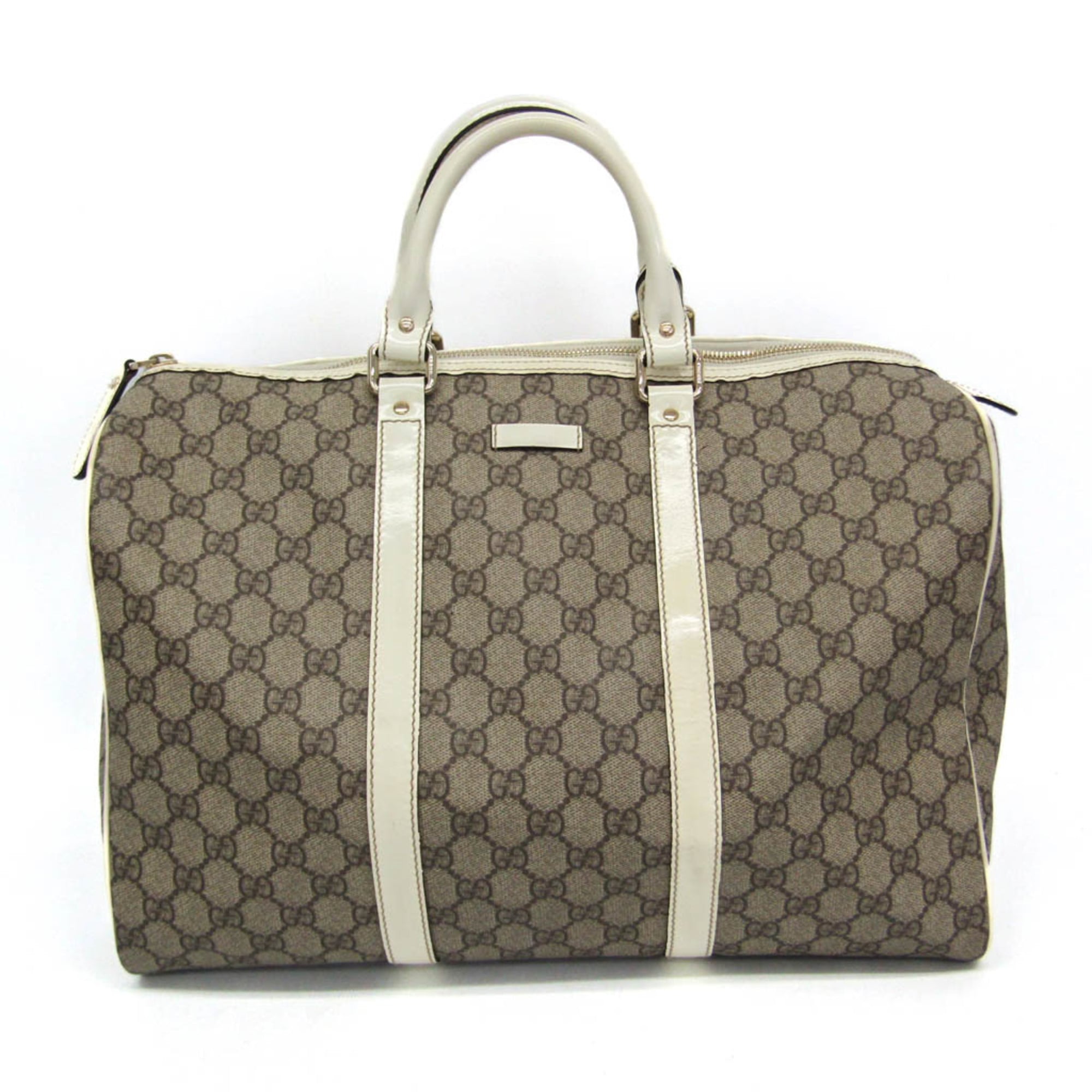 グッチ(Gucci) 193602 レディース GGスプリーム,レザー ボストンバッグ,ハンドバッグ ライトベージュ,ホワイト【中古】