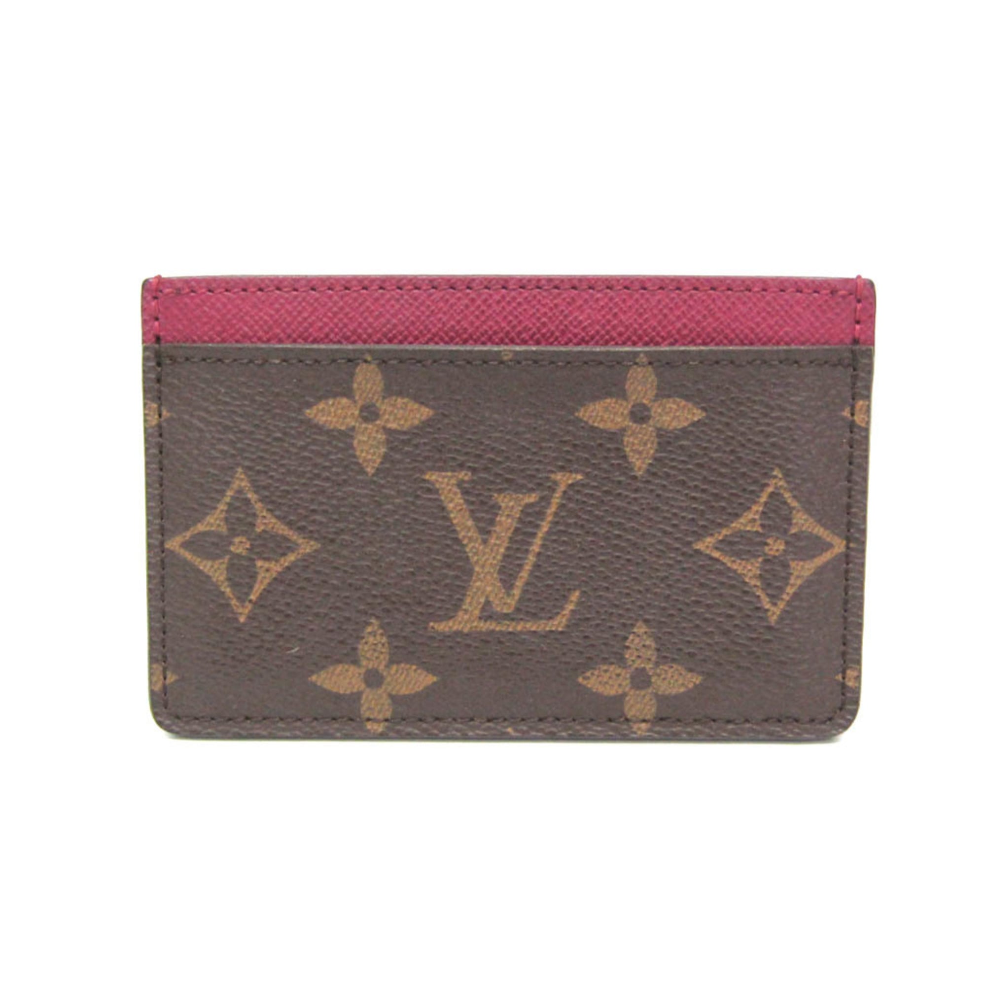Rakuten - ルイ・ヴィトン(Louis Vuitton) モノグラム ポルト カルト・サーンプル M60703 モノグラム カードケース ブラウン,フューシャ【中古】