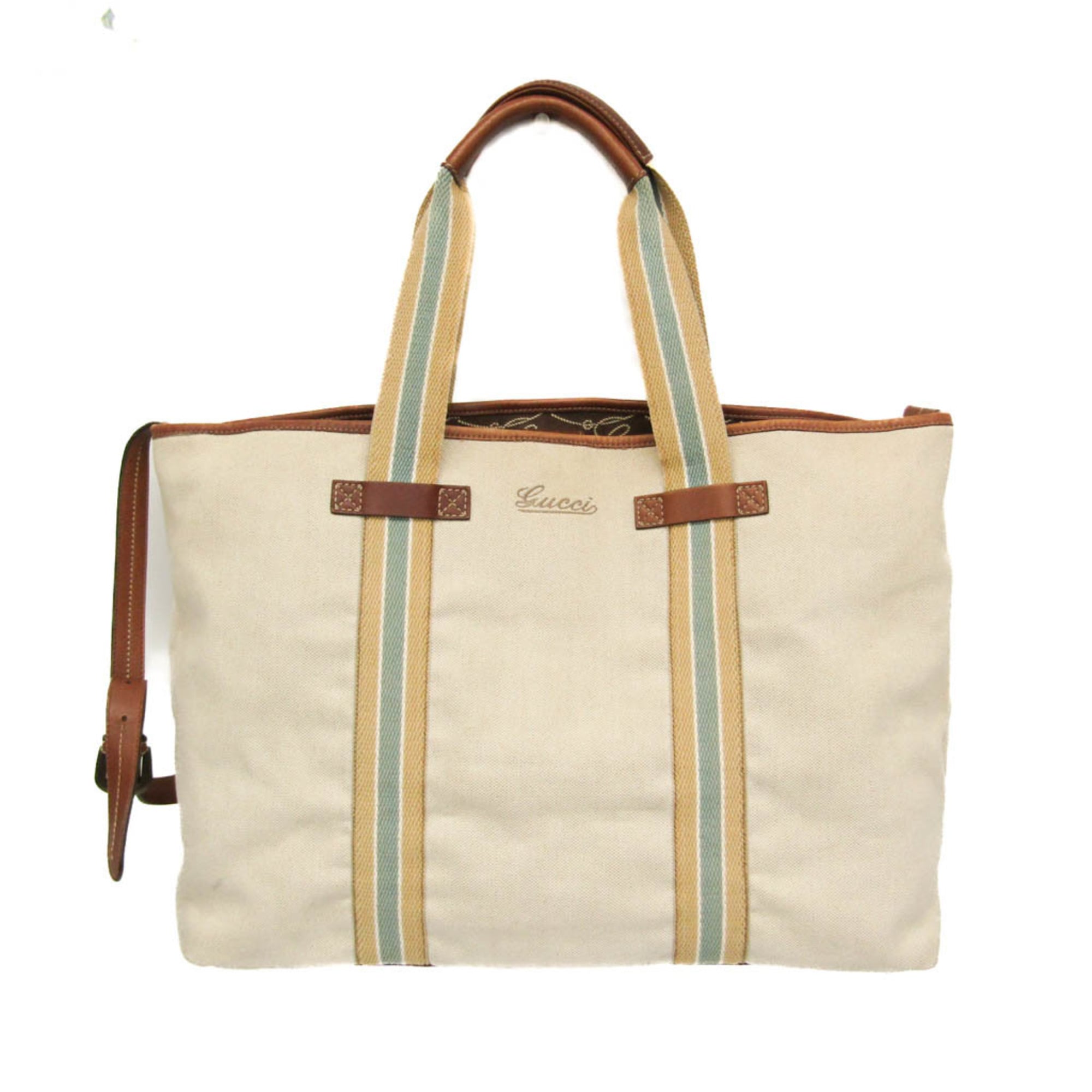 Rakuten - グッチ(Gucci) シェリーライン 170594 レディース,メンズ レザー,キャンバス ハンドバッグ,ショルダーバッグ ベージュ,ブラウン,クリーム【中古】