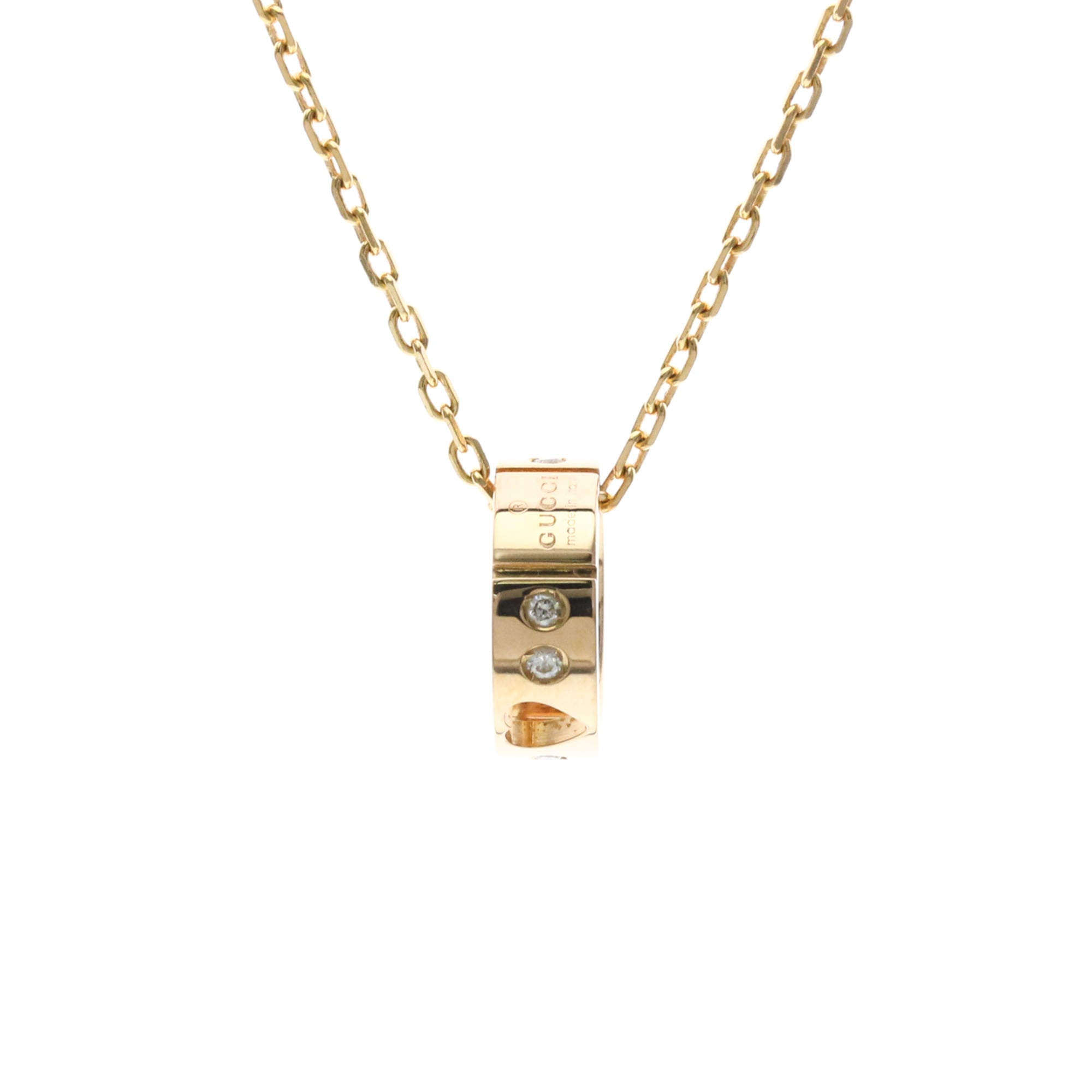 Gucci K18 Pink Gold (K18PG) Diamond Men's and Women's Fashion Necklace (Pink Gold (PG)) Icon Amour Necklace Diamond [Pre-owned]