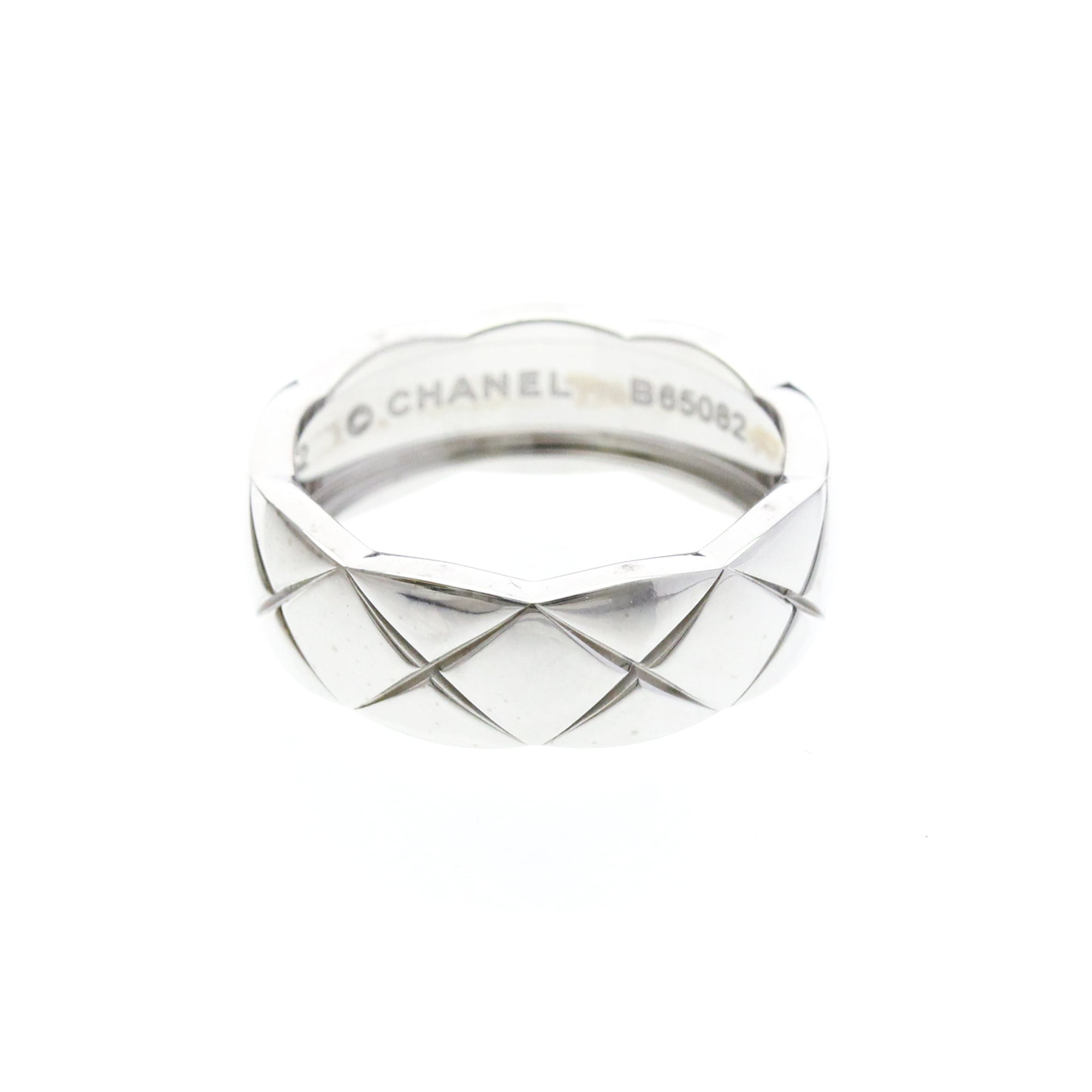 Rakuten - シャネル(Chanel) ココクラッシュリング ミディアムサイズ K18ホワイトゴールド(K18WG) ファッション 無し バンドリング シルバー【中古】