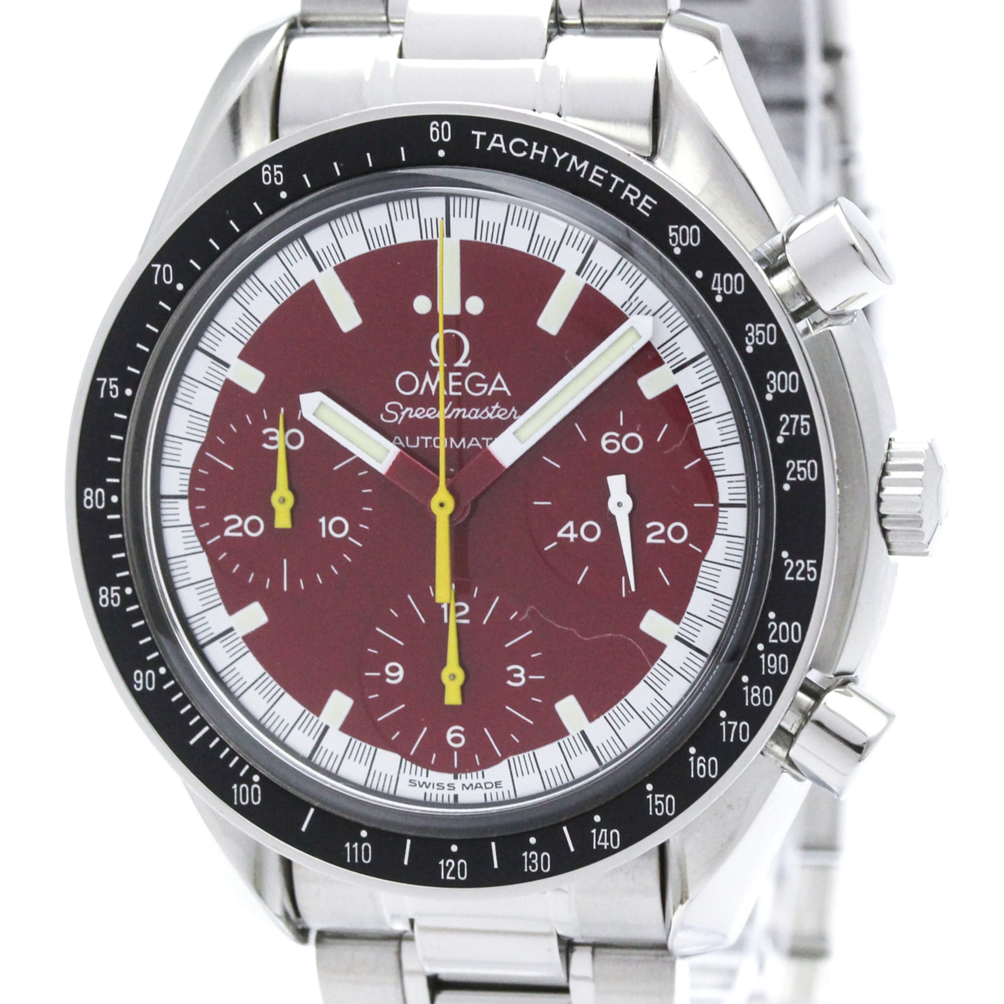 オメガ (OMEGA) スピードマスター ミハエル シューマッハ 赤文字盤 ステンレススチール 自動巻き メンズ 時計 3510.61 (外装仕上げ済み)【中古】