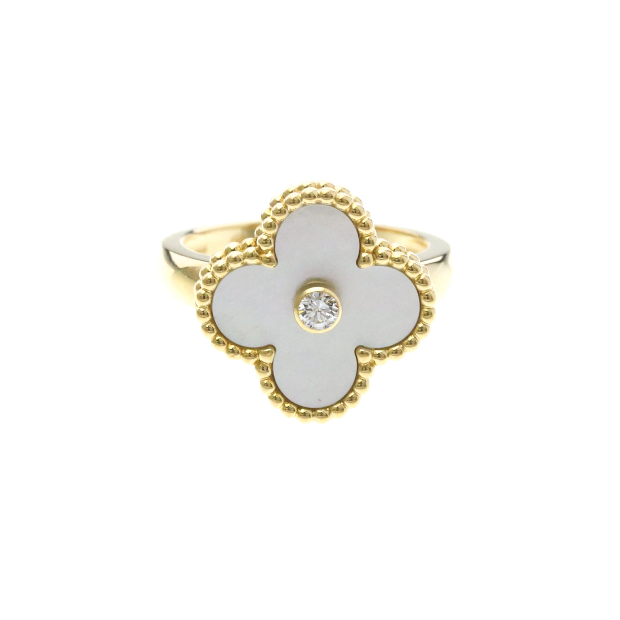 Rakuten - ヴァン・クリーフ＆アーペル(Van Cleef & Arpels) ヴィンテージアルハンブラ K18イエローゴールド(K18YG) ファッション マザーオブパール バンドリング ゴールド【中古】