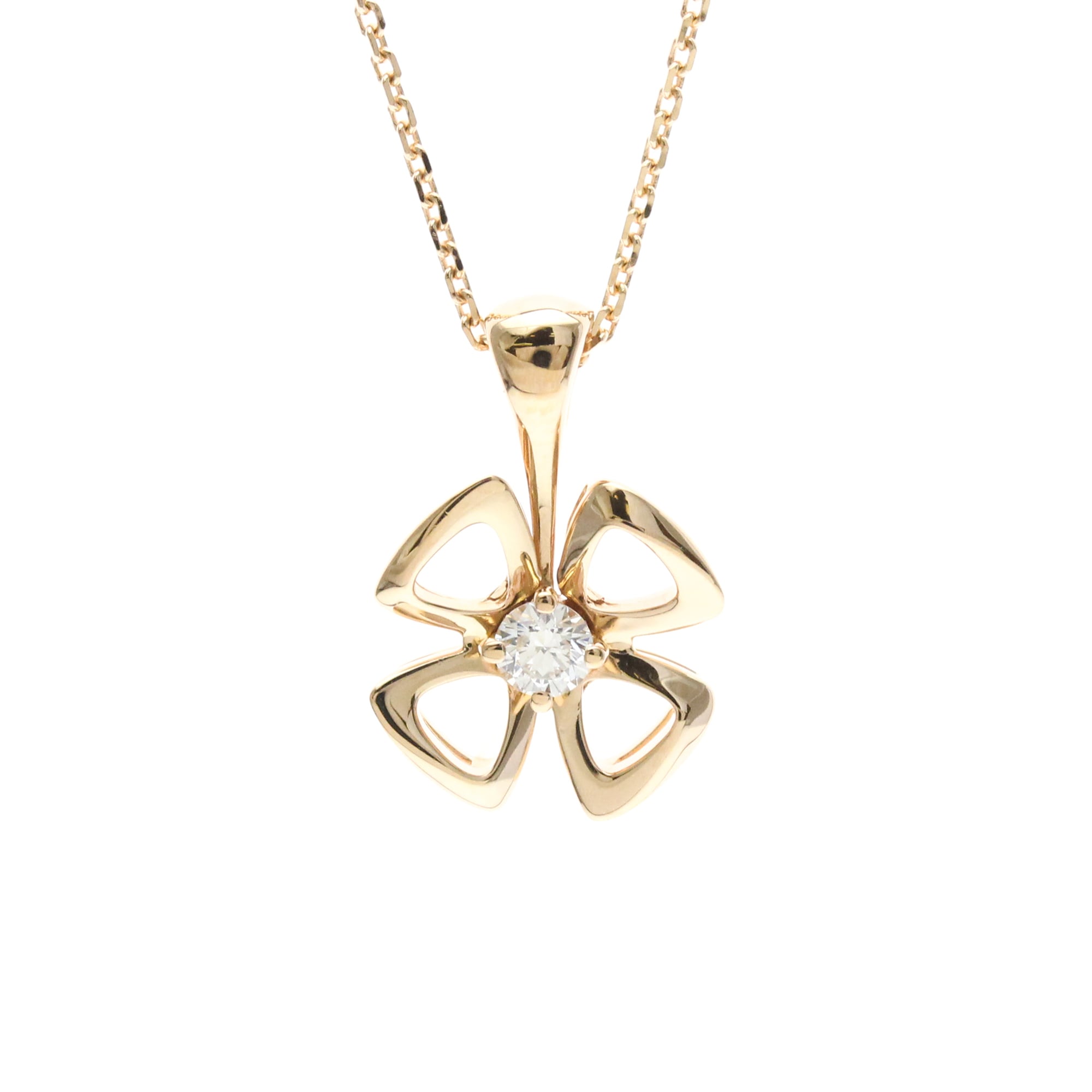 Rakuten - ブルガリ(Bvlgari) K18ピンクゴールド(K18PG) ダイヤモンド メンズ,レディース ファッション ネックレス (ピンクゴールド(PG)) フィオレバーネックレス 1Pダイヤモンド ネックレス【中古】