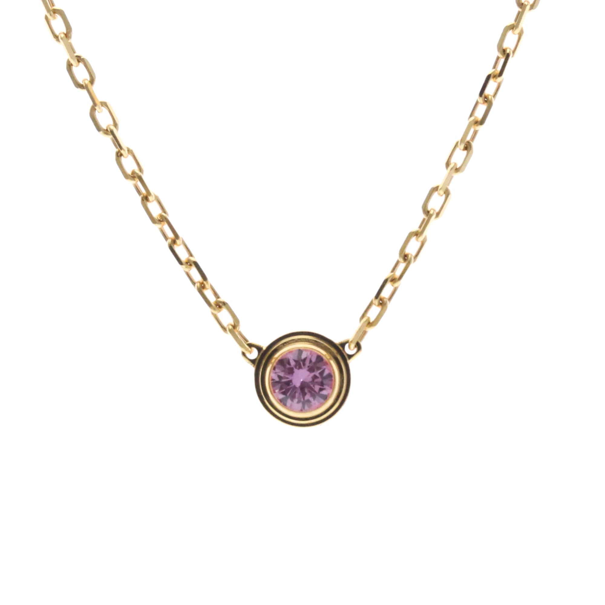 Cartier 18K Pink Gold (K18PG) Sapphire Women's/Men's Fashion Necklace (Pink Gold (PG)) Damour Necklace Pink Sapphire [Pre-owned]