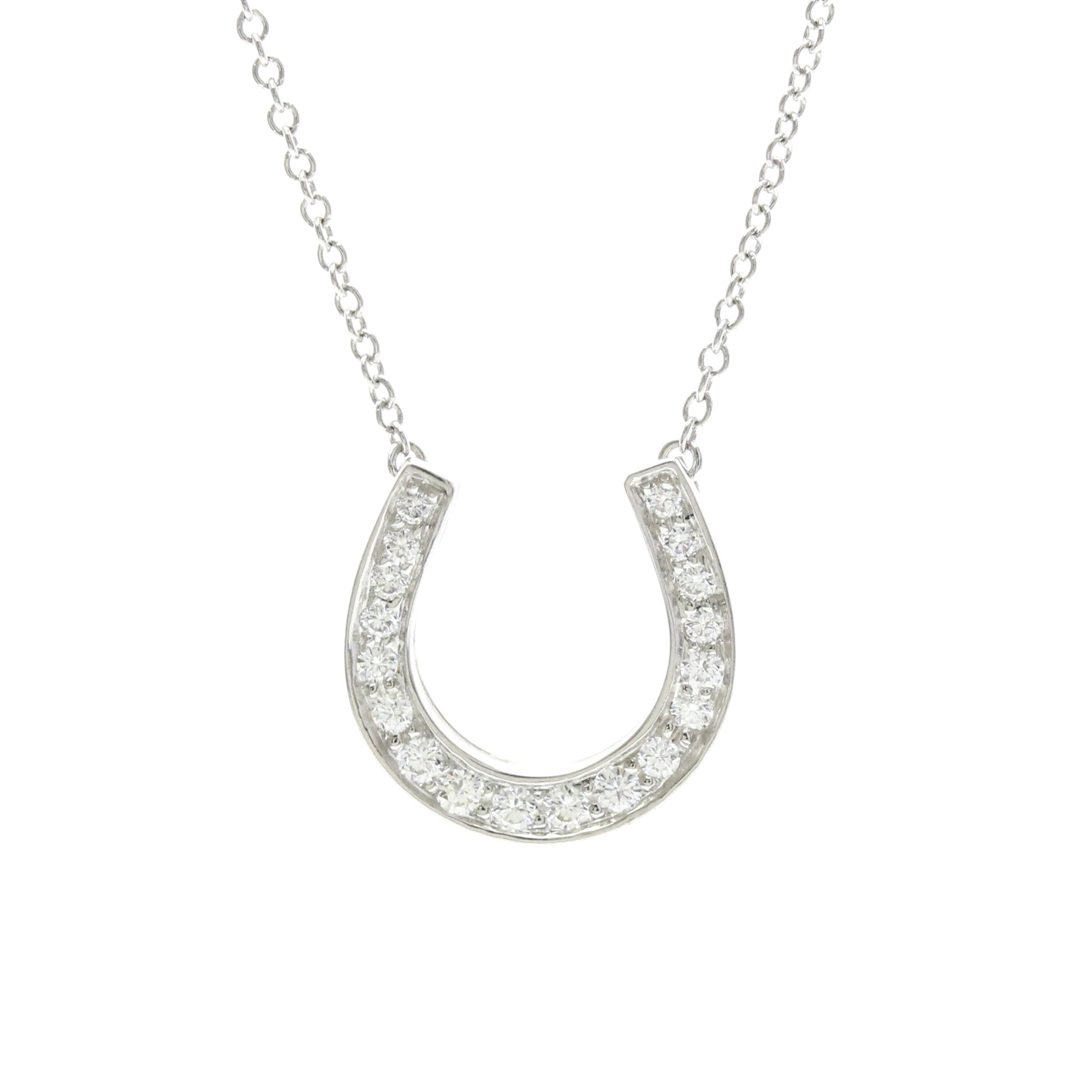 Tiffany & Co. Platinum Diamond Men's/Women's Fashion Necklace (Silver) Horseshoe Diamond Necklace [Pre-owned]