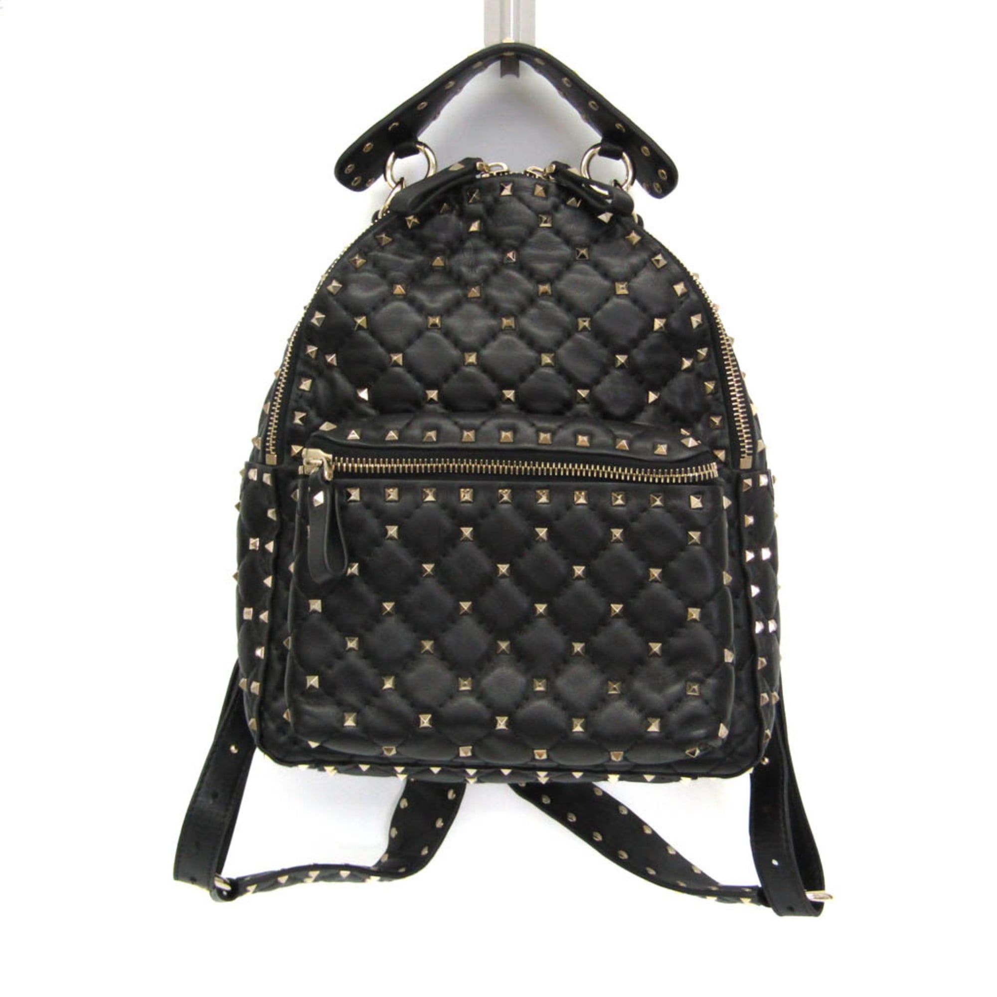 Rakuten - ヴァレンティノ・ガラヴァーニ(Valentino Garavani) ロックスタッズ スパイク ミニバックパック レディース レザー リュックサック ブラック【中古】