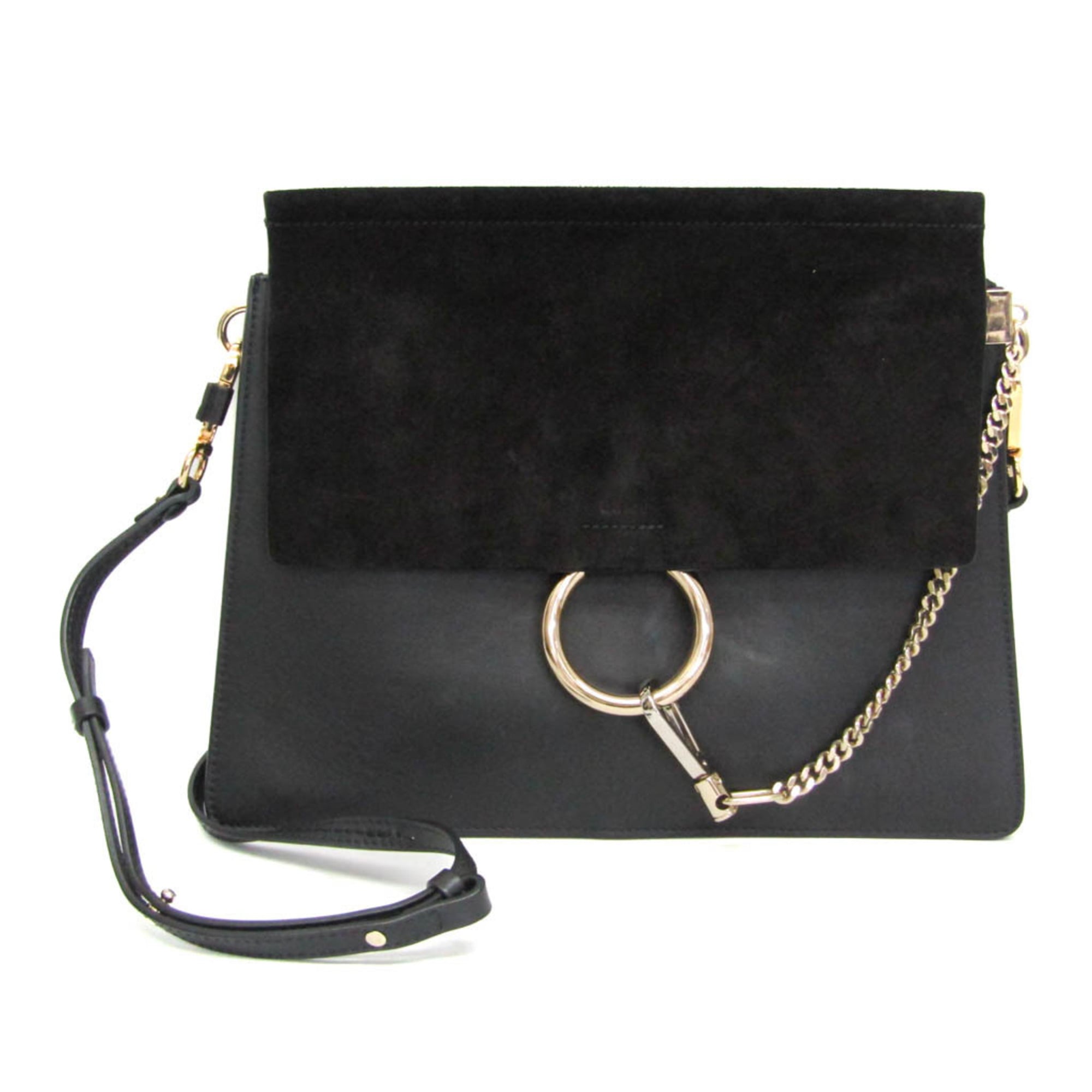 Rakuten - クロエ(Chloé) フェイ ミディアム レディース レザー,スエード ショルダーバッグ ブラック【中古】