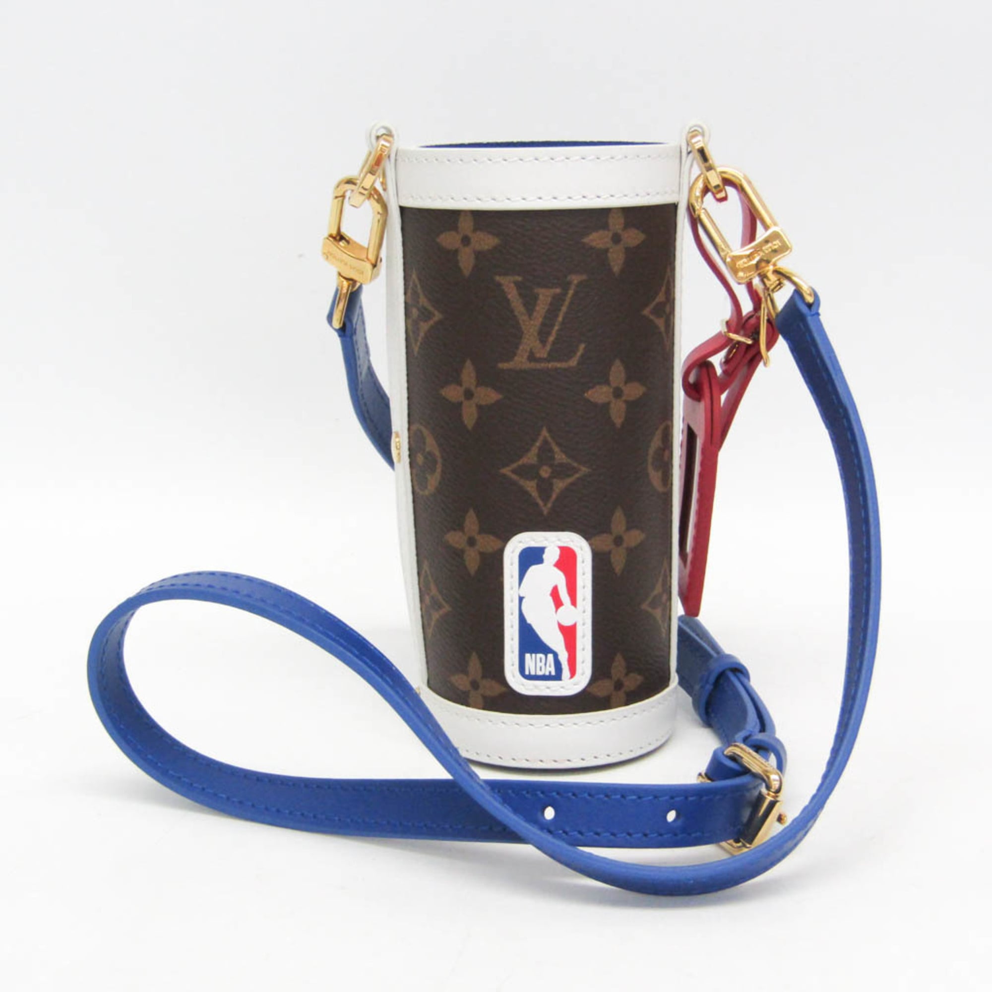 乐天商城 - ルイ・ヴィトン(Louis Vuitton) モノグラム NBAコラボ フラスクホルダー GI0565 メンズ,レディース ショルダーバッグ ブルー,ブラウン,ホワイト【中古】
