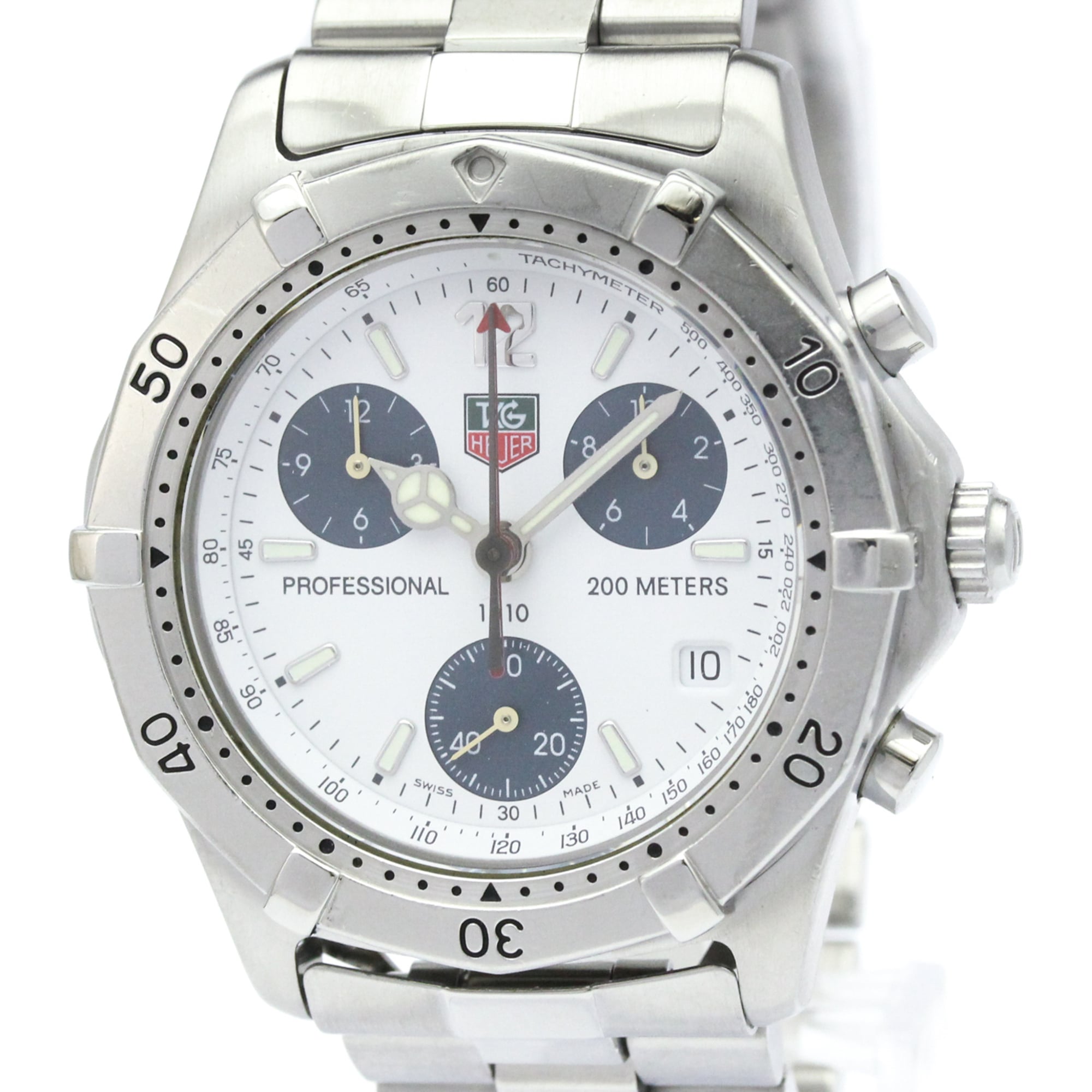 タグホイヤー (TAG HEUER ) 2000 クラシック プロフェッショナル クロノグラフ ステンレススチール クォーツ メンズ 時計 CK1111 (外装仕上げ済み)【中古】