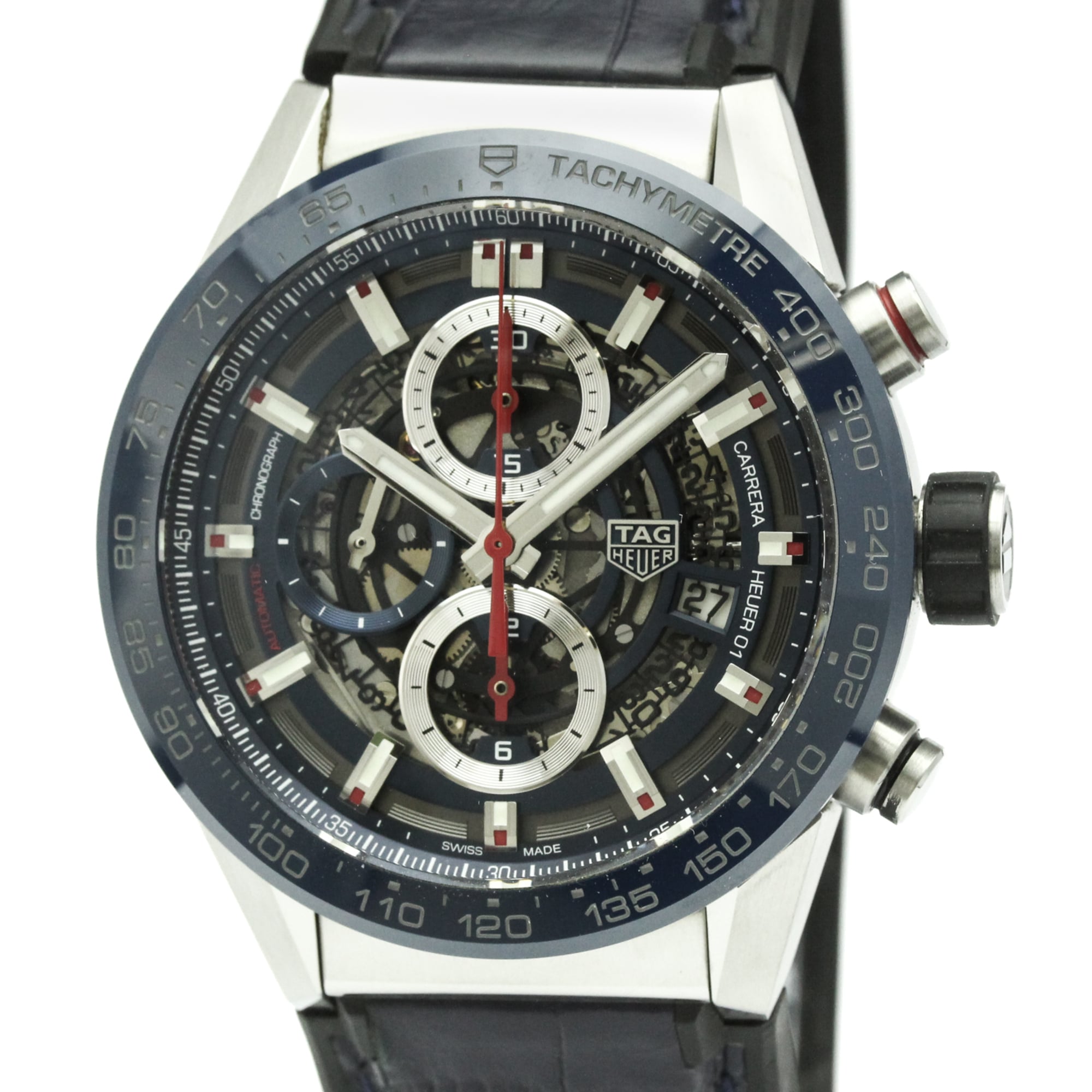 タグホイヤー (TAG HEUER) カレラ キャリバー ホイヤー 01 クロノグラフ ステンレススチール ラバー 自動巻き メンズ 時計 CAR201T (外装仕上げ済み)【中古】