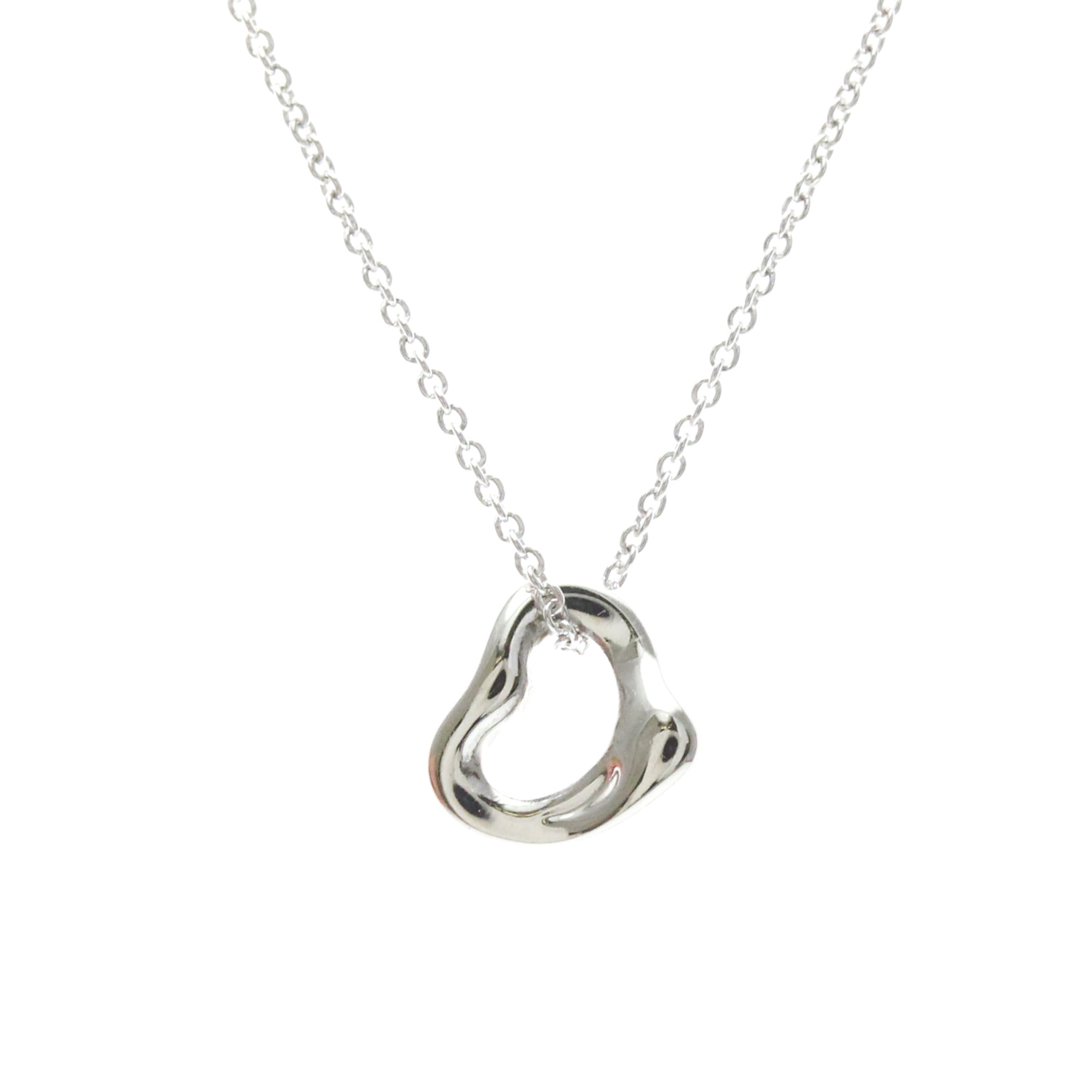Tiffany & Co. Platinum-free Women's/Men's Fashion Necklace (Silver) Open Heart Extra Mini Necklace [Used]