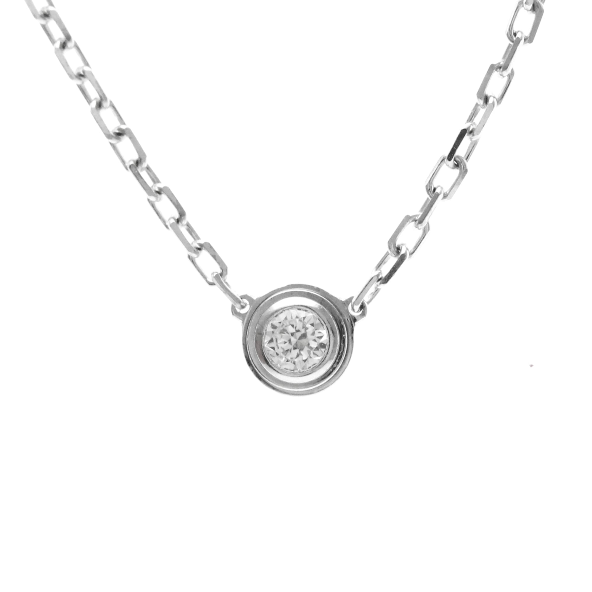 Cartier K18 White Gold (K18WG) Diamond Men's/Women's Fashion Necklace (Silver) Damour Diamond Necklace SM [Pre-owned]