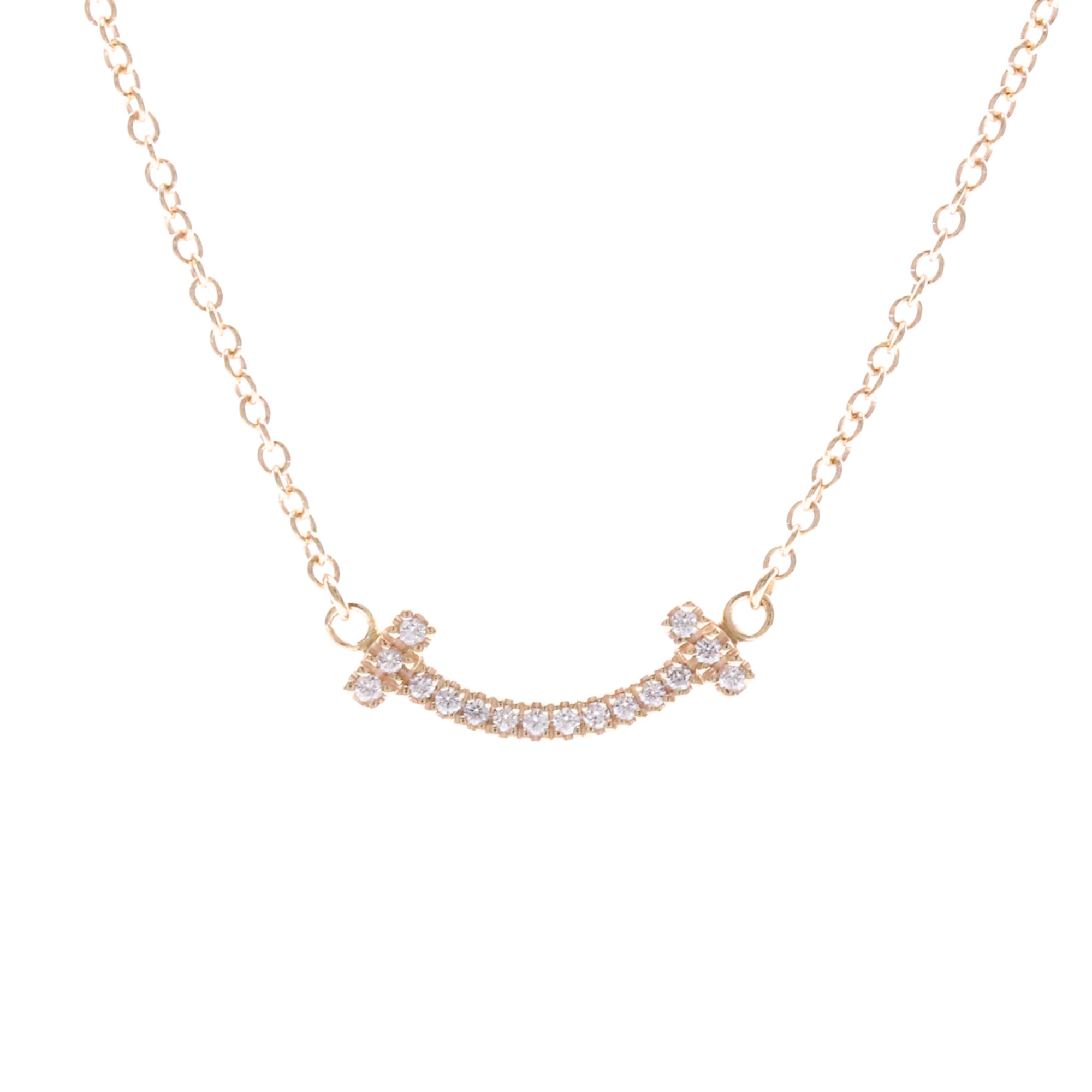 Tiffany & Co. K18 Pink Gold (K18PG) Necklace (Pink Gold (PG)) - Men's/Women's Fashion Necklace - Tiffany T Smile Small Size Necklace [Pre-owned]