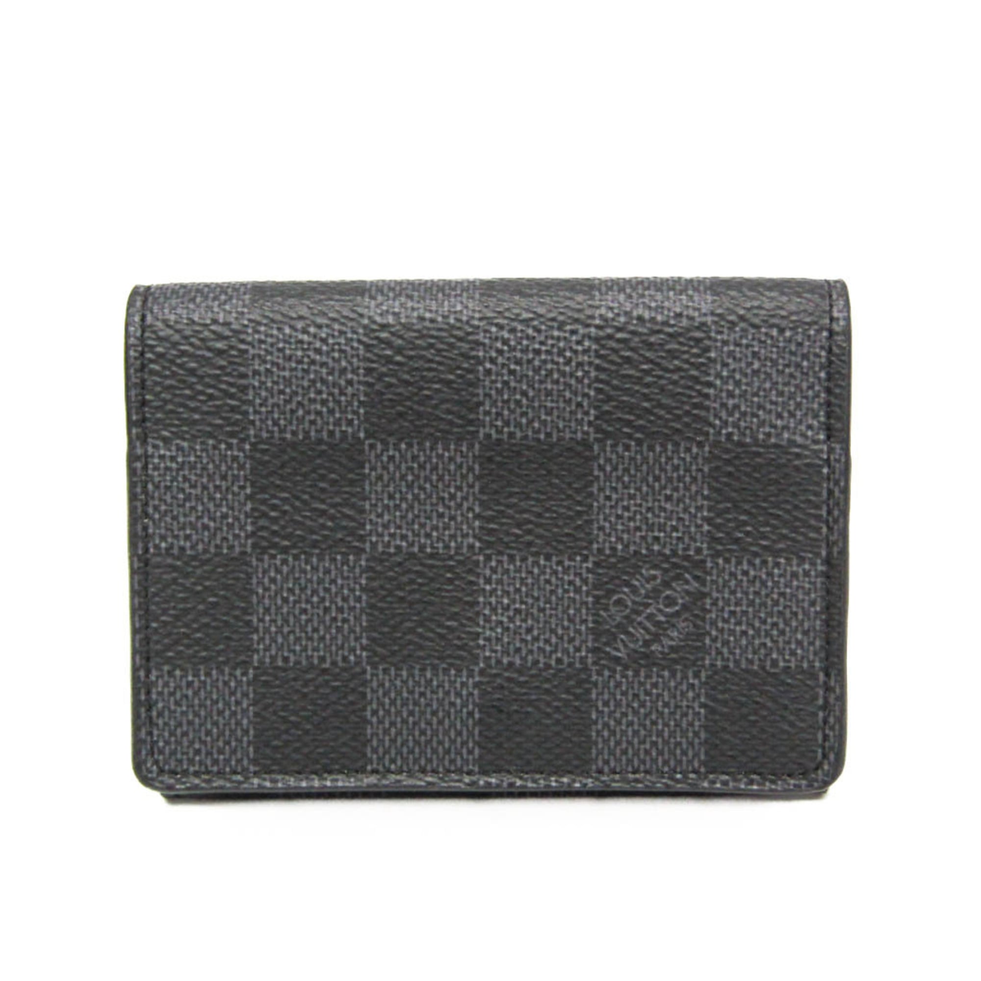 Rakuten - ルイ・ヴィトン(Louis Vuitton) ダミエグラフィット アンヴェロップ・カルト ドゥ ヴィジット N63338 ダミエグラフィット 名刺入れ ブラック【中古】