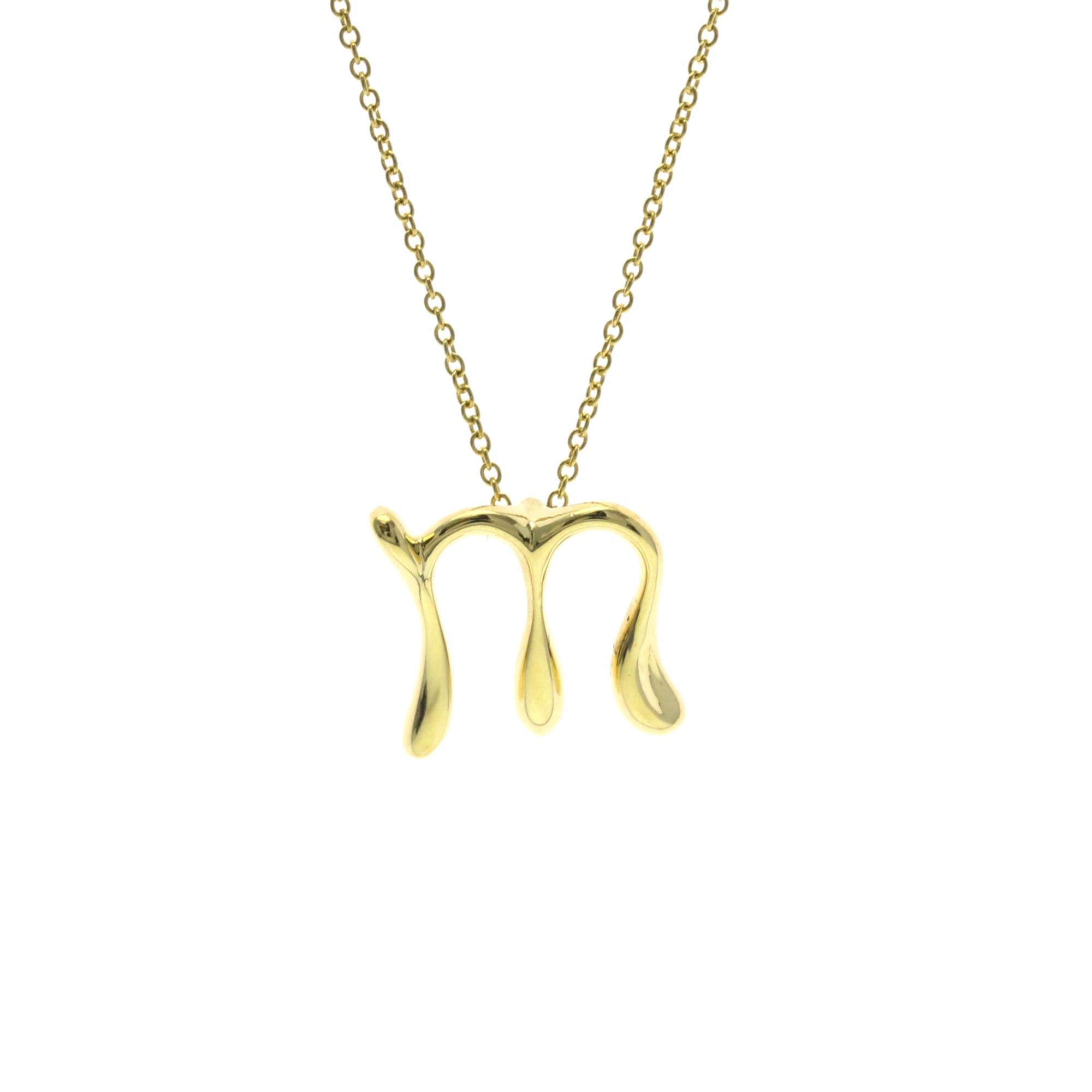 Tiffany & Co. K18 Yellow Gold (K18YG) Necklace (Gold) Letter "m" Necklace [Used]