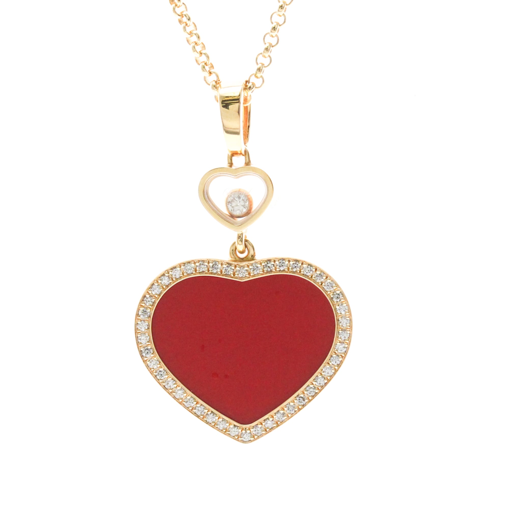 ショパール(Chopard) K18ピンクゴールド(K18PG) ダイヤモンド,カーネリアン メンズ,レディース ファッション ネックレス (ピンクゴールド(PG)) ハッピーハート ダイヤモンド ネックレス 79A074