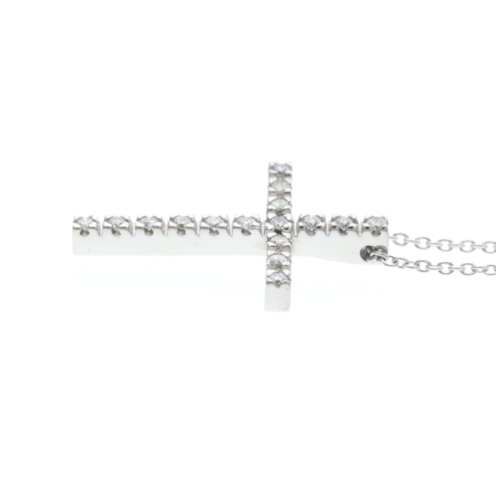 eLadyのスター・ジュエリー(Star Jewelry) K18ホワイトゴールド(K18WG) ダイヤモンド レディース ファッション ネックレス (シルバー) ダイヤモンド クロス ネックレス【中古】｜アングル3